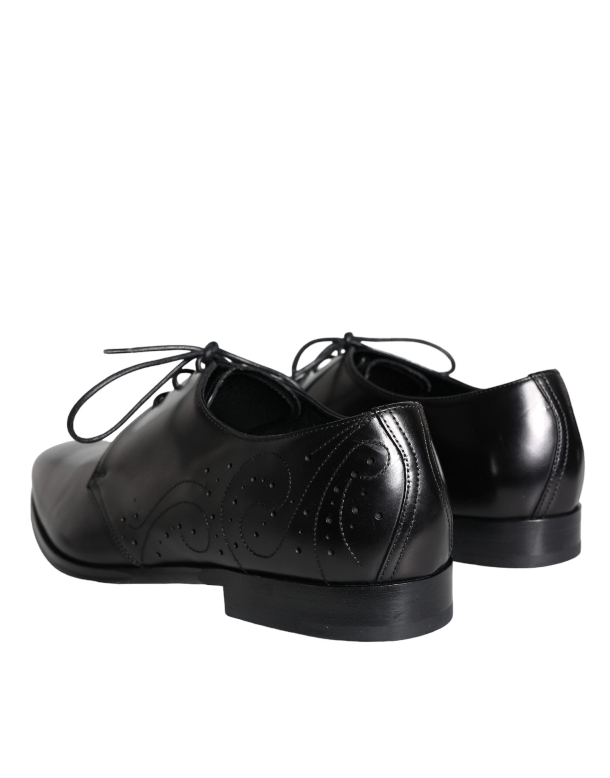 Dolce & Gabbana Black Calfskin Leather Derby Men Dress Shoes LUNESCAPE