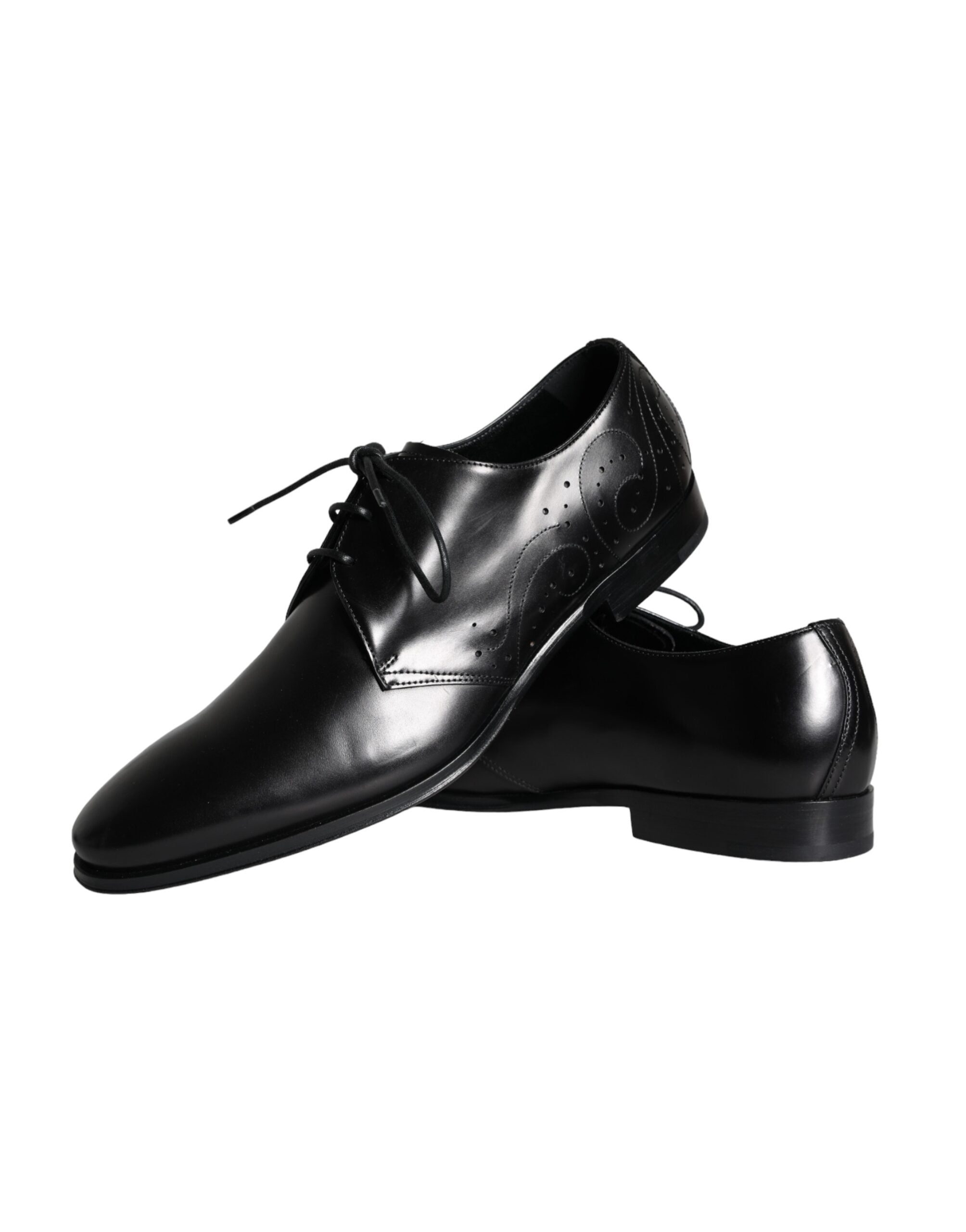Dolce & Gabbana Black Calfskin Leather Derby Men Dress Shoes LUNESCAPE
