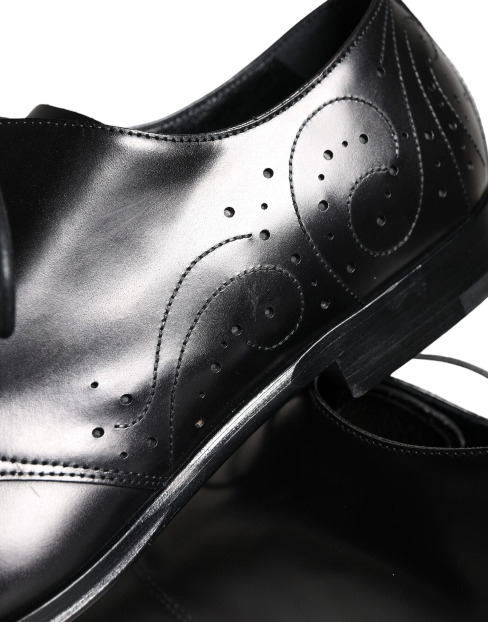 Dolce & Gabbana Black Calfskin Leather Derby Men Dress Shoes LUNESCAPE