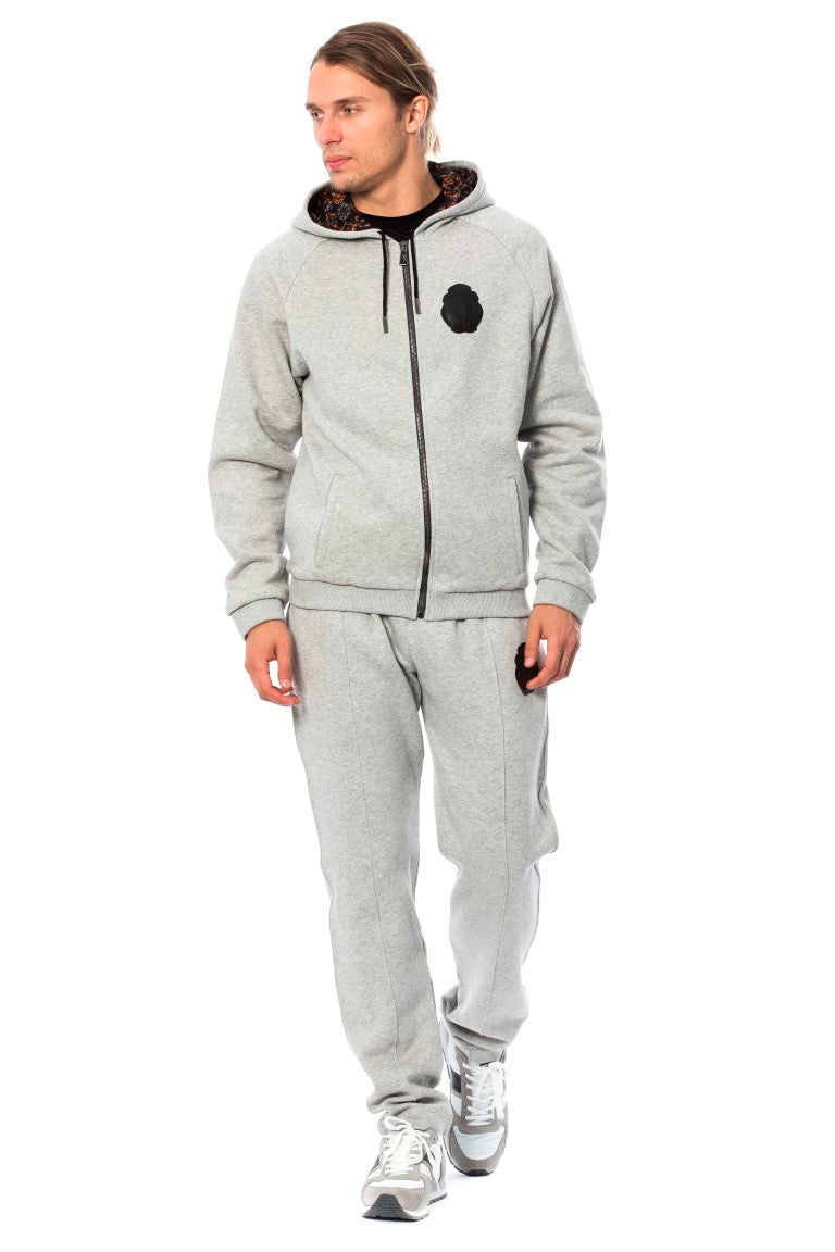 Billionaire Italian Couture Gray Cotton Hooded Sweatsuit LUNESCAPE