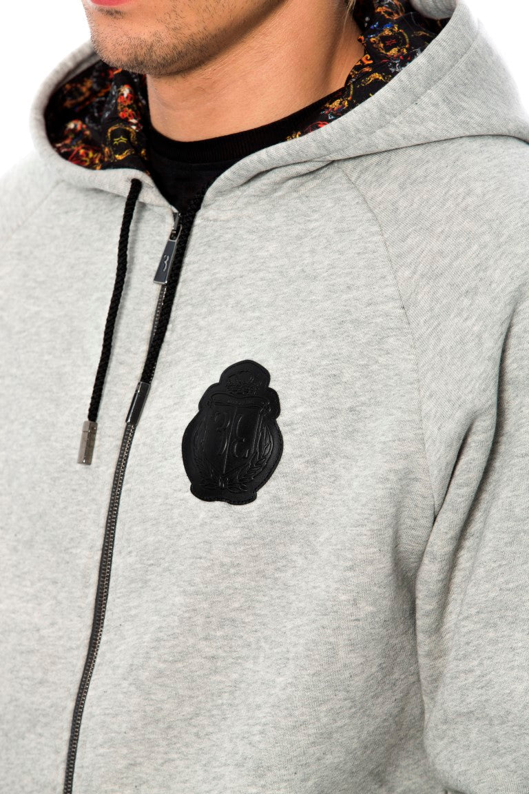 Billionaire Italian Couture Gray Cotton Hooded Sweatsuit LUNESCAPE