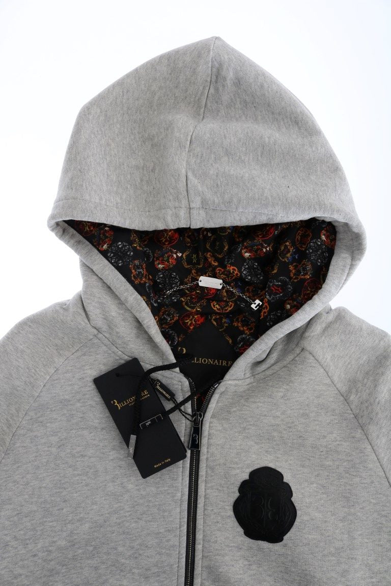 Billionaire Italian Couture Gray Cotton Hooded Sweatsuit LUNESCAPE