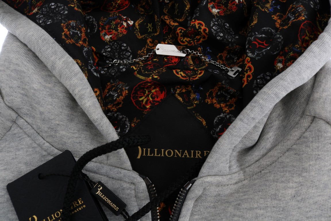 Billionaire Italian Couture Gray Cotton Hooded Sweatsuit LUNESCAPE