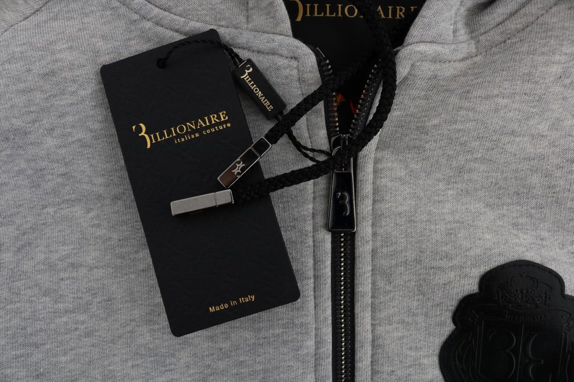 Billionaire Italian Couture Gray Cotton Hooded Sweatsuit LUNESCAPE