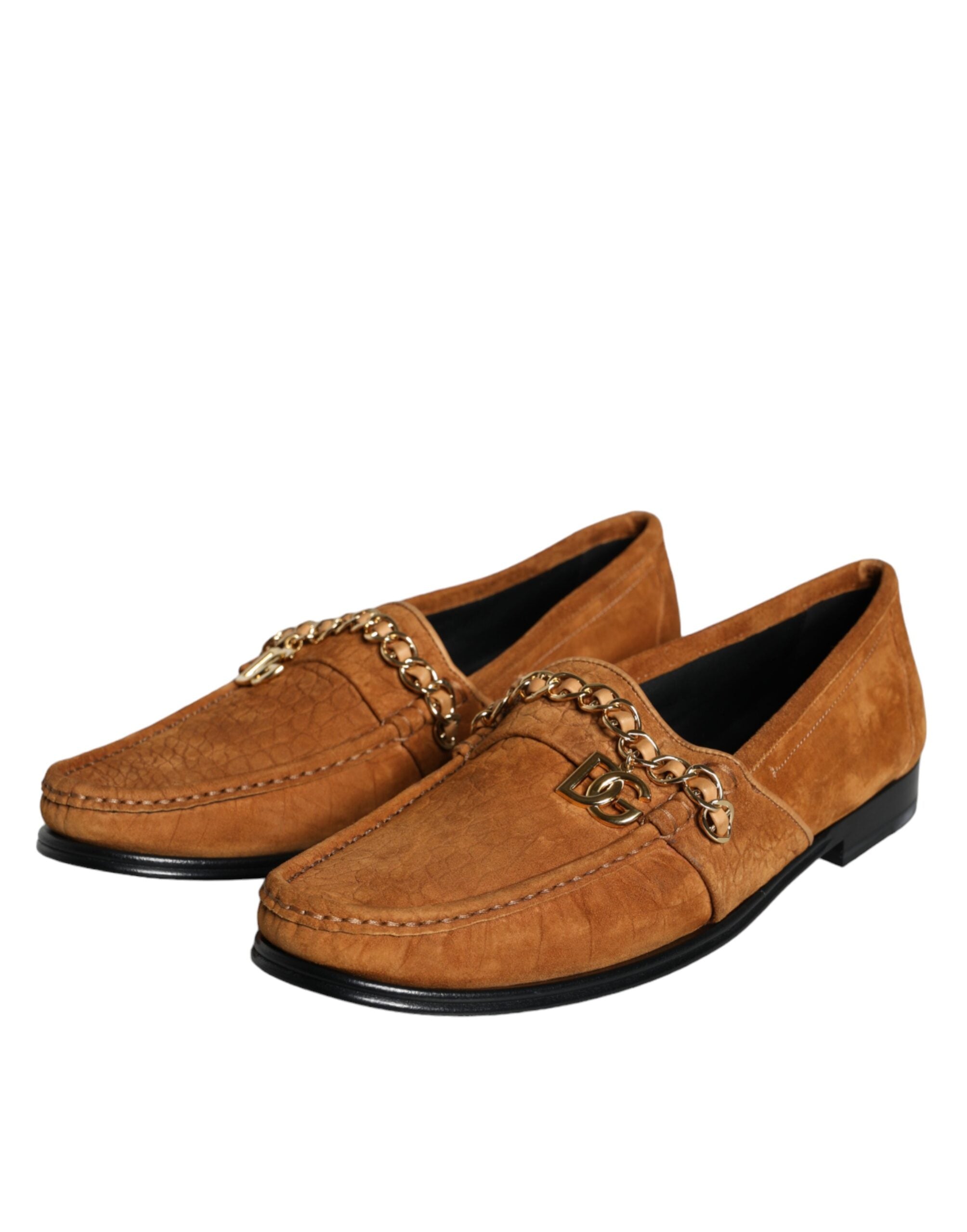 Dolce & Gabbana Brown Velvet Leather Moccasin