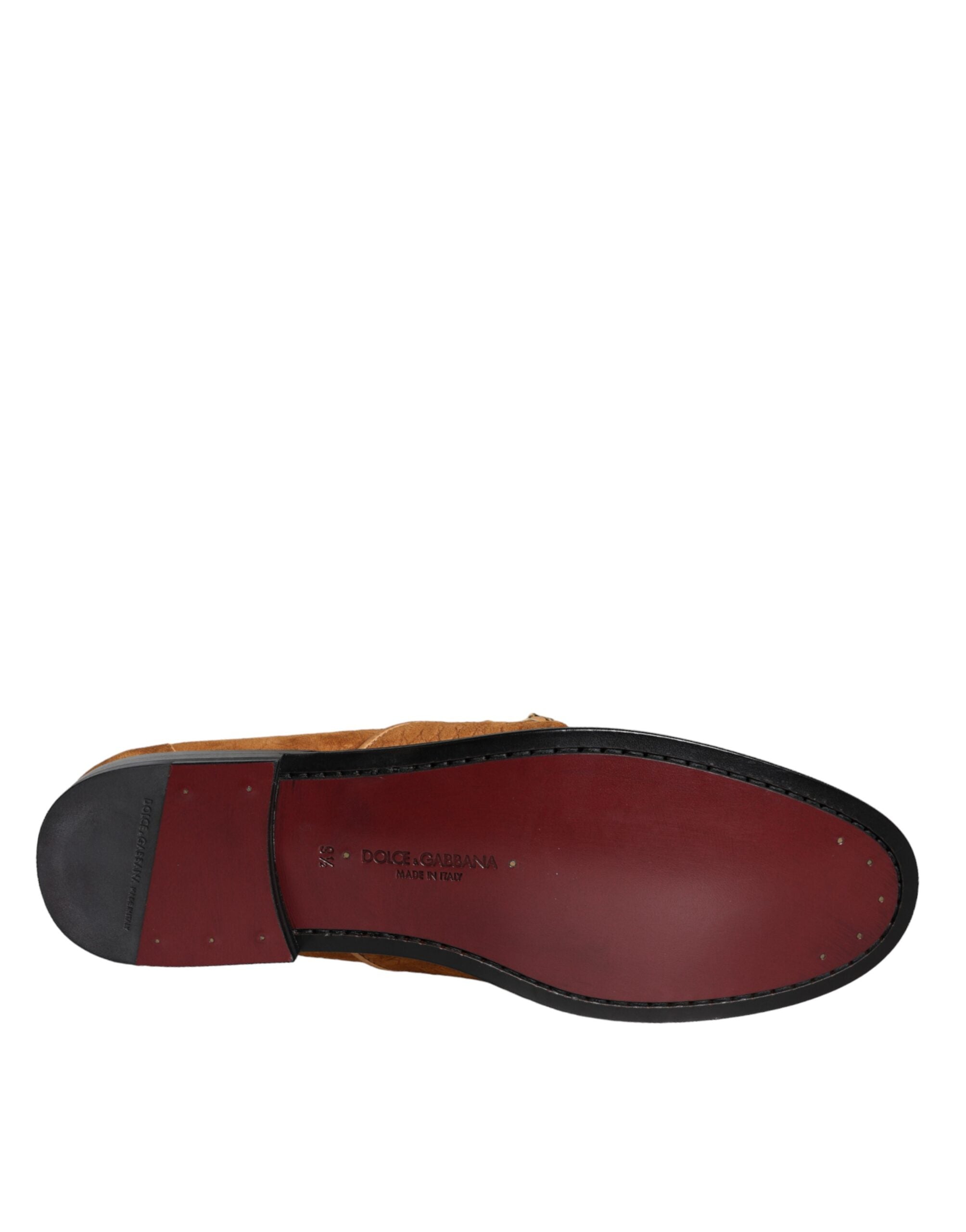 Dolce & Gabbana Brown Velvet Leather Moccasin