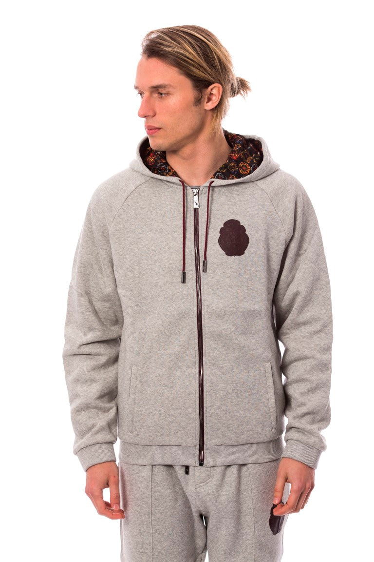 Billionaire Italian Couture Gray Cotton Hooded Sweatsuit LUNESCAPE