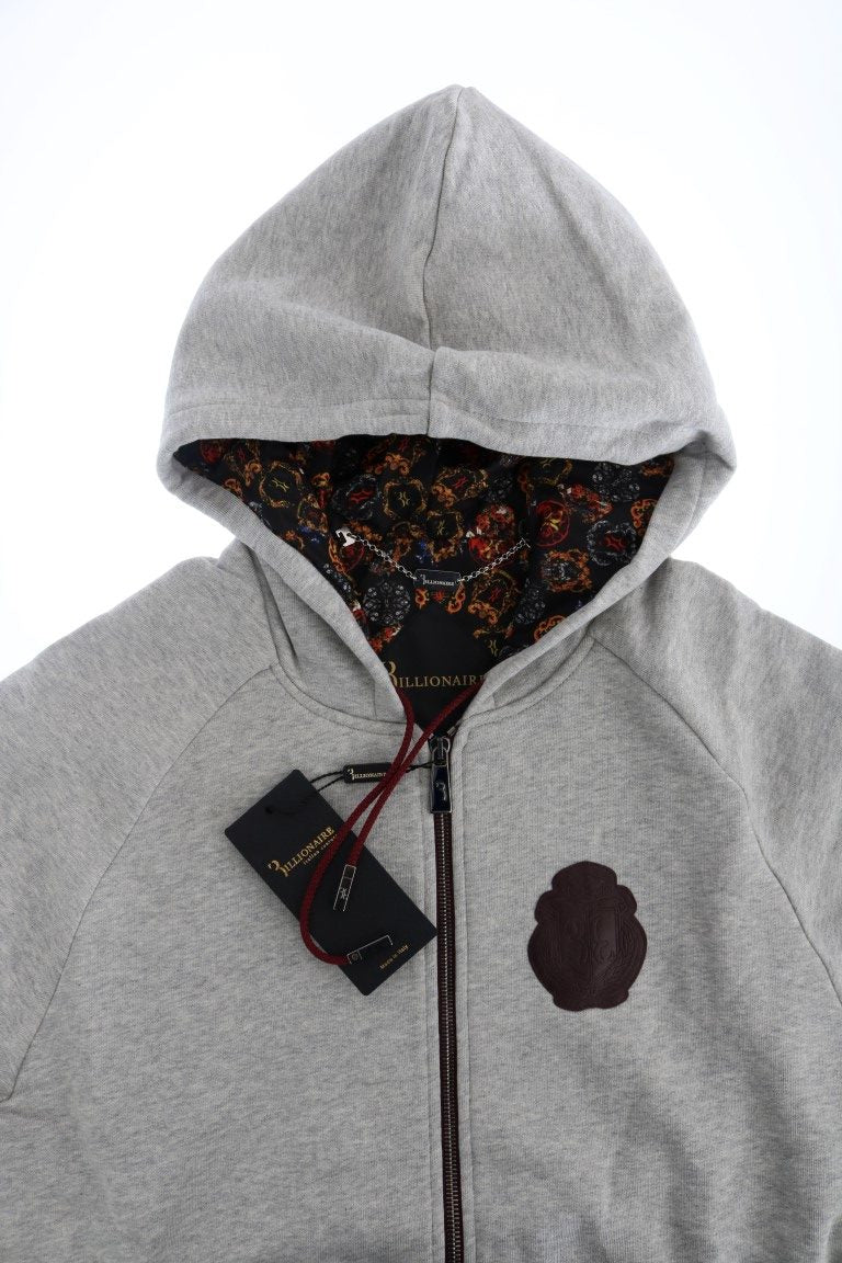 Billionaire Italian Couture Gray Cotton Hooded Sweatsuit LUNESCAPE