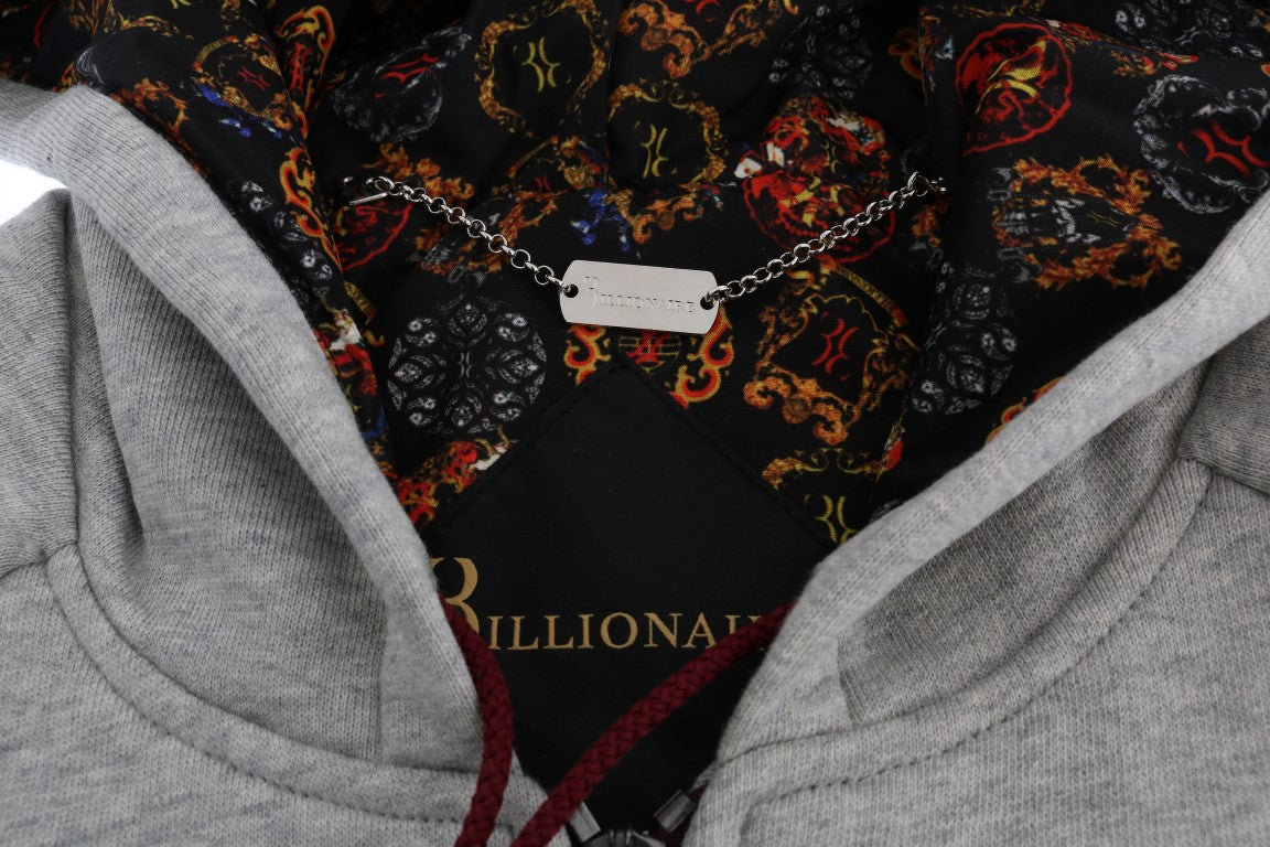 Billionaire Italian Couture Gray Cotton Hooded Sweatsuit LUNESCAPE
