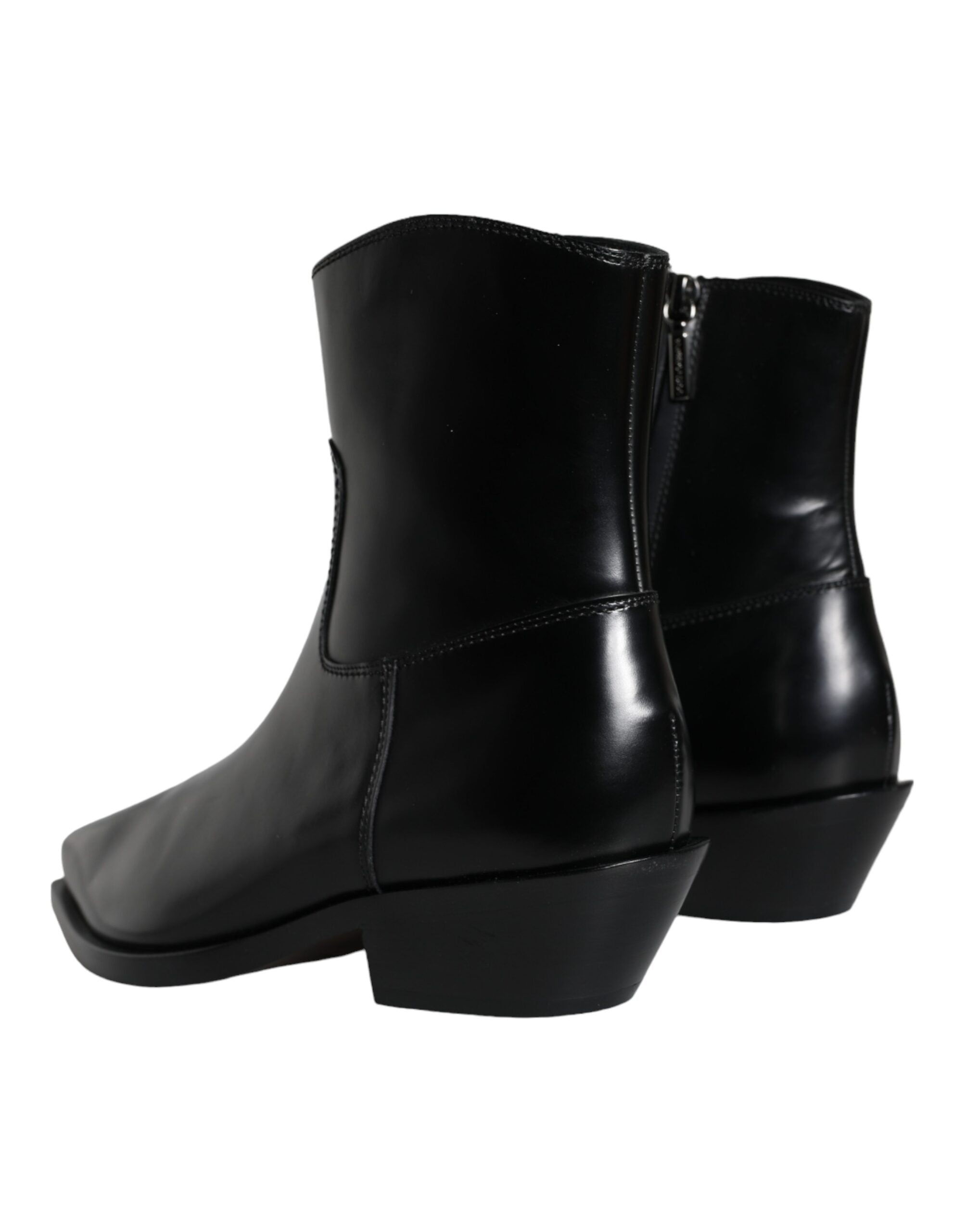 Dolce & Gabbana Black Leather Ankle Boots Booties Shoes LUNESCAPE