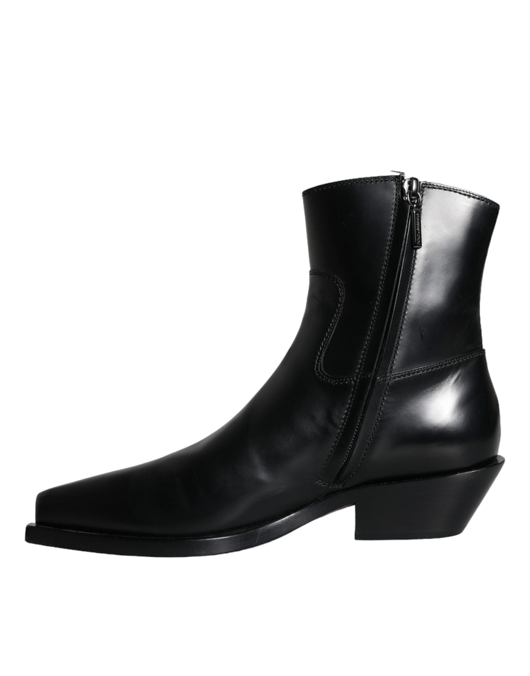 Dolce & Gabbana Black Leather Ankle Boots Booties Shoes LUNESCAPE