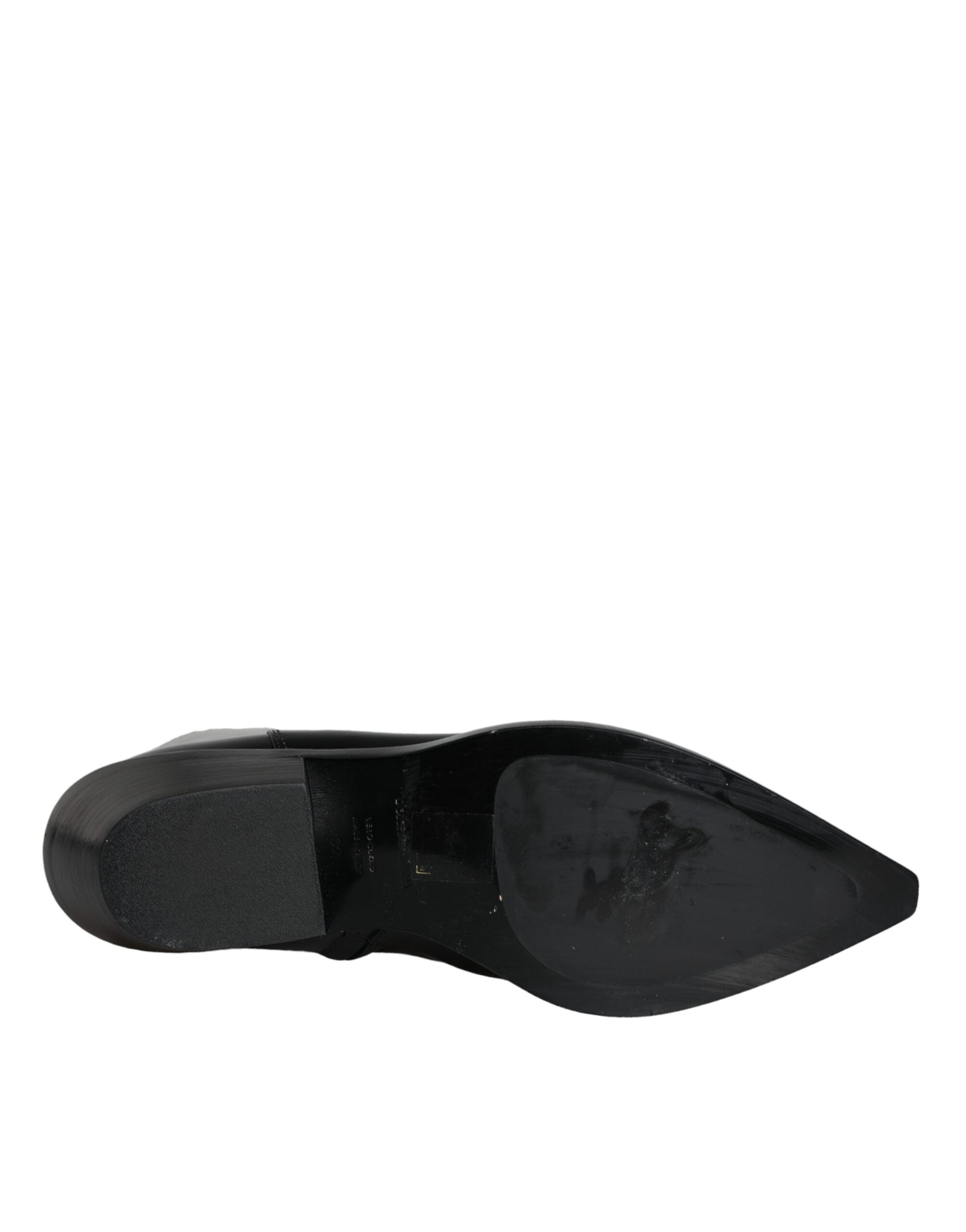 Dolce & Gabbana Black Leather Ankle Boots Booties Shoes LUNESCAPE