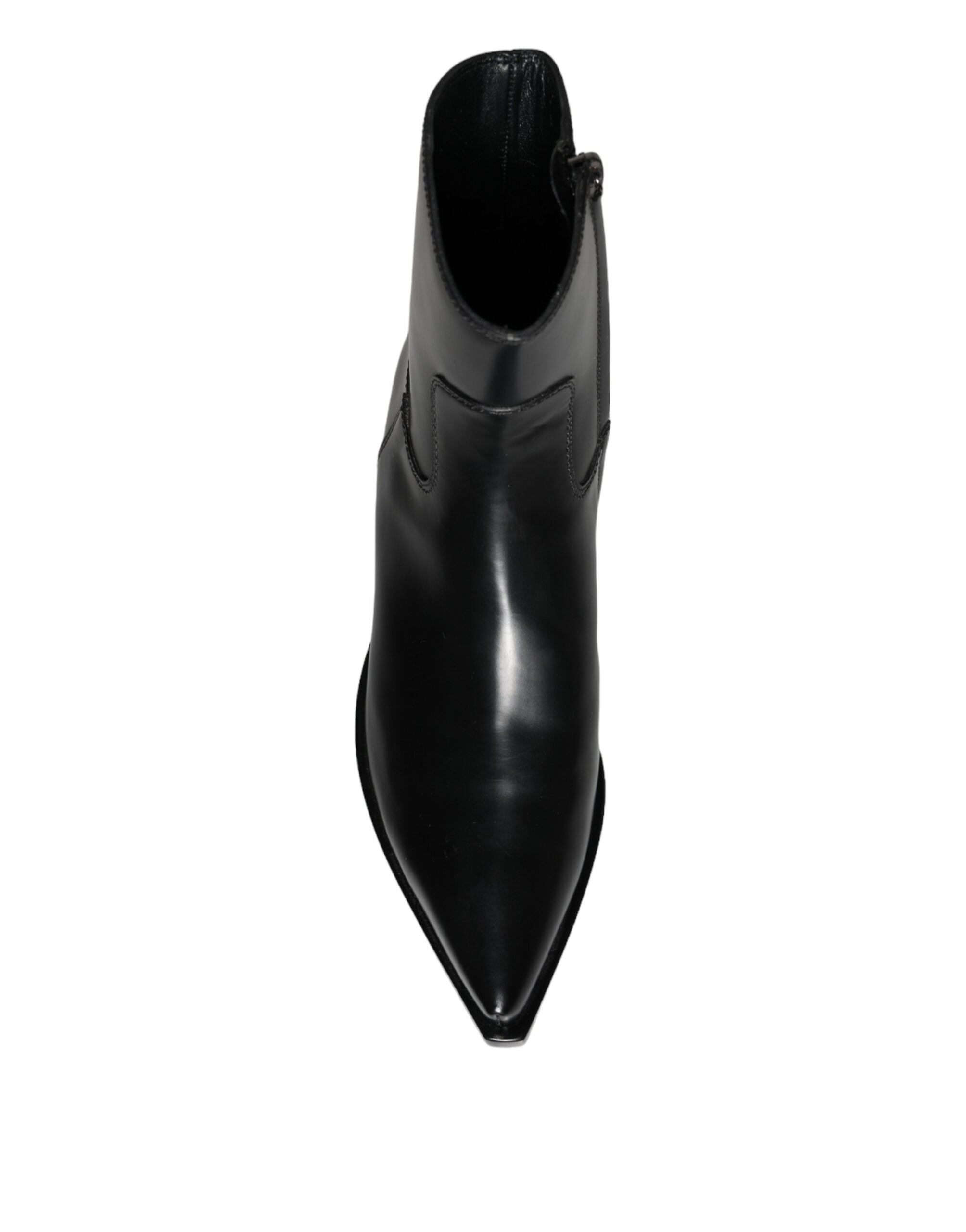 Dolce & Gabbana Black Leather Ankle Boots Booties Shoes LUNESCAPE
