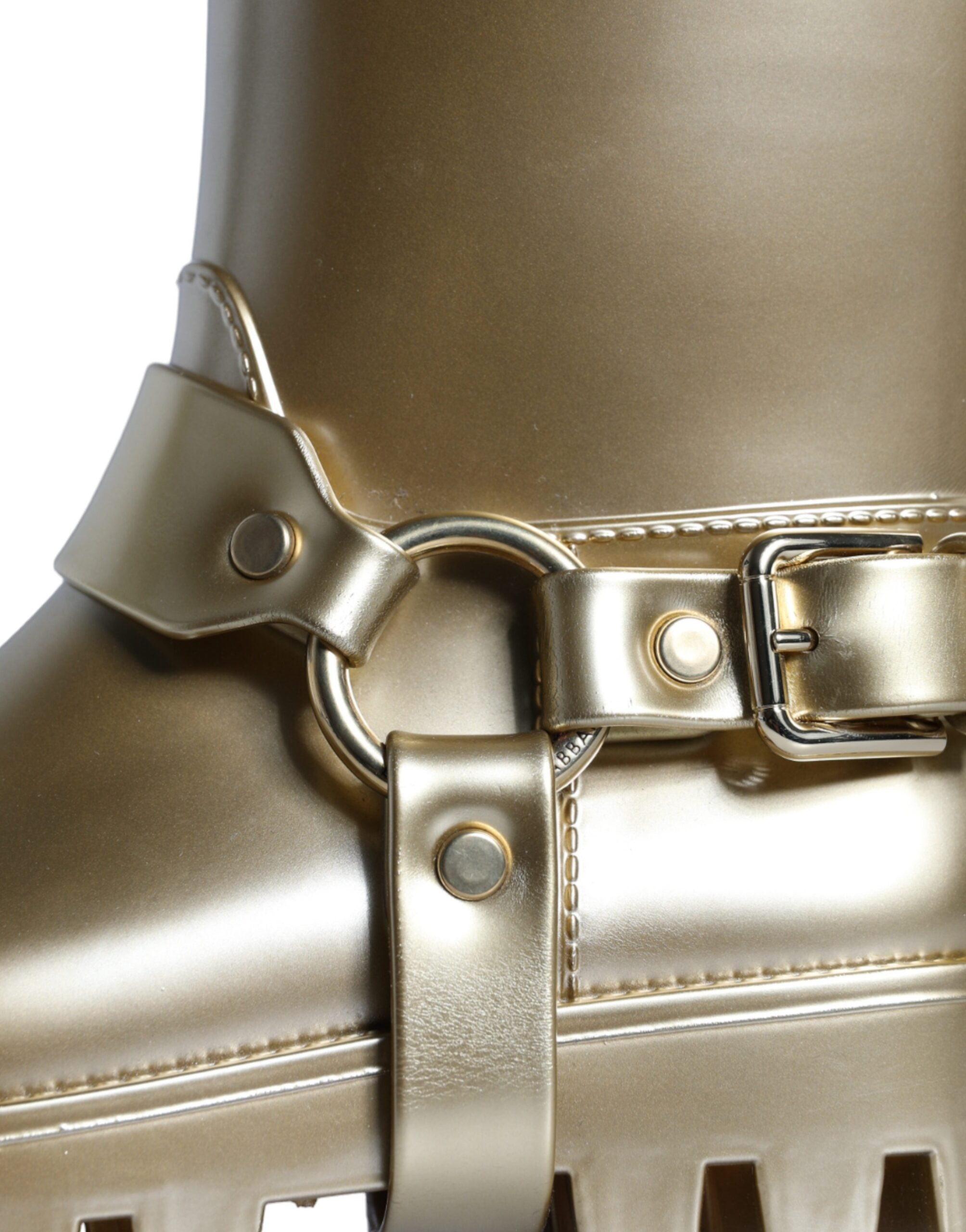 Dolce & Gabbana Metallic Gold Rubber PVC Rain Boots Shoes LUNESCAPE