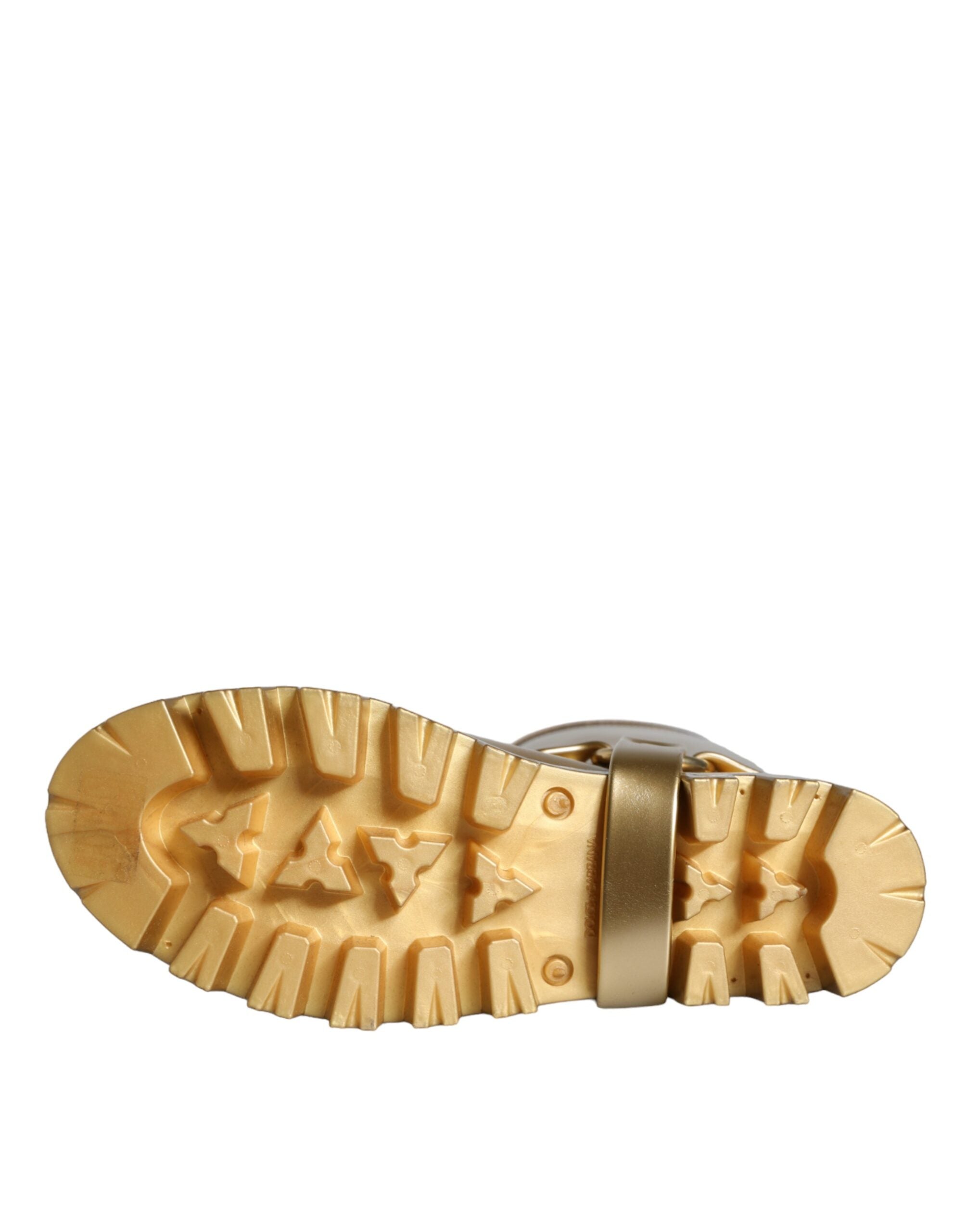 Dolce & Gabbana Metallic Gold Rubber PVC Rain Boots Shoes LUNESCAPE