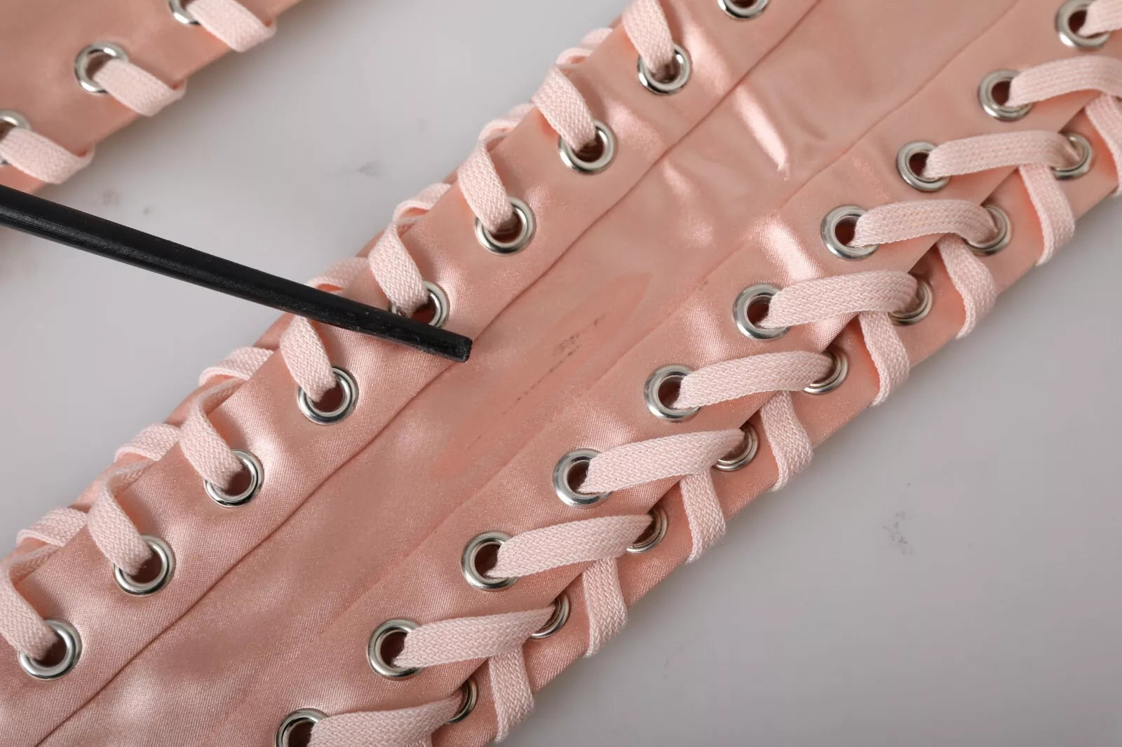 Dolce & Gabbana Pink Acetate Lace Up Fingerless Gloves LUNESCAPE
