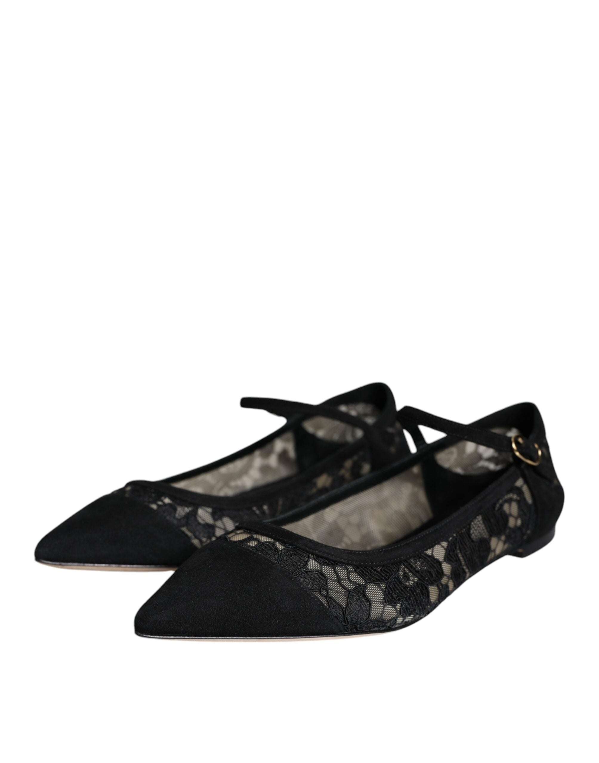 Dolce & Gabbana Black Taormina Lace Bellucci Flats Shoes LUNESCAPE