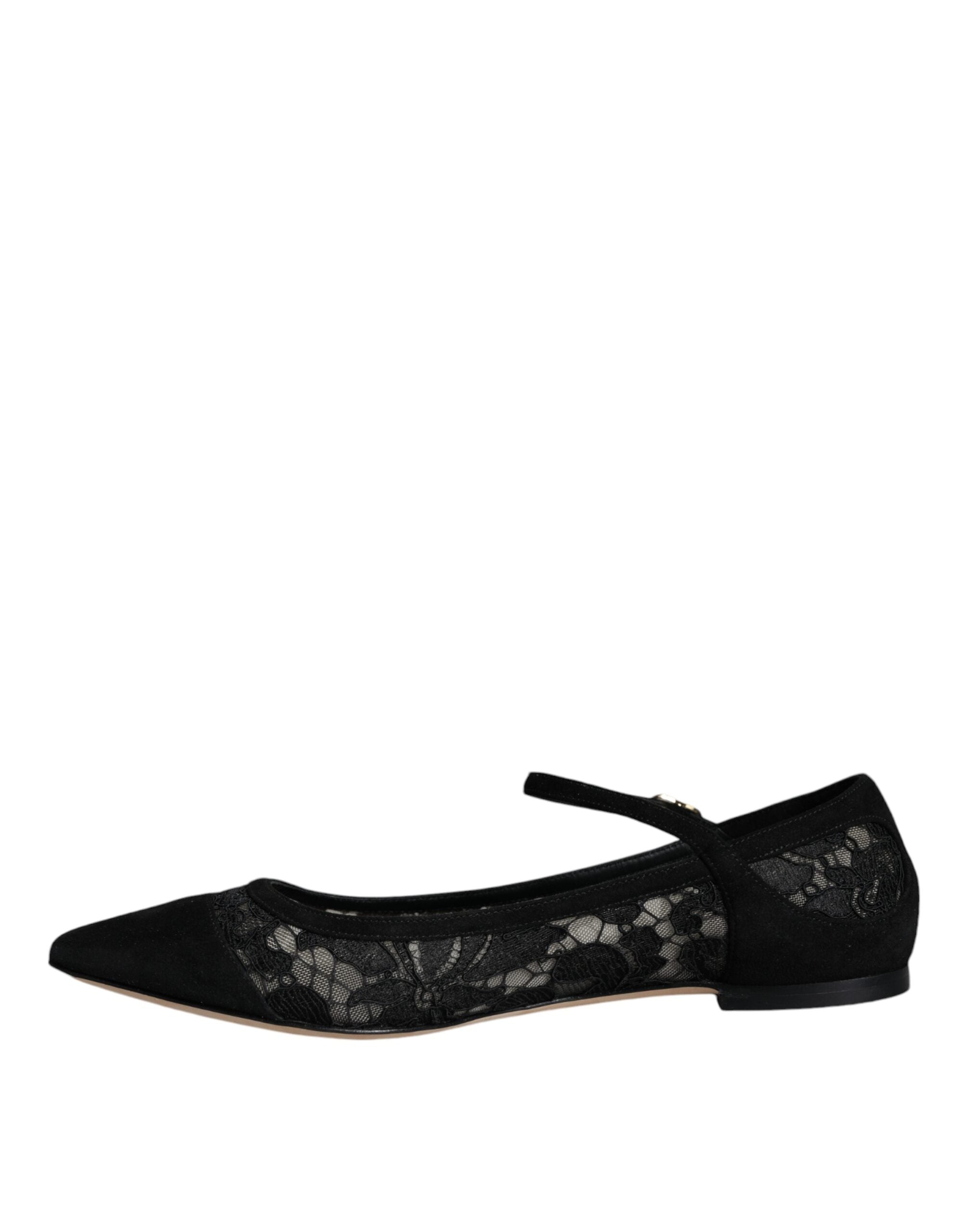 Dolce & Gabbana Black Taormina Lace Bellucci Flats Shoes LUNESCAPE