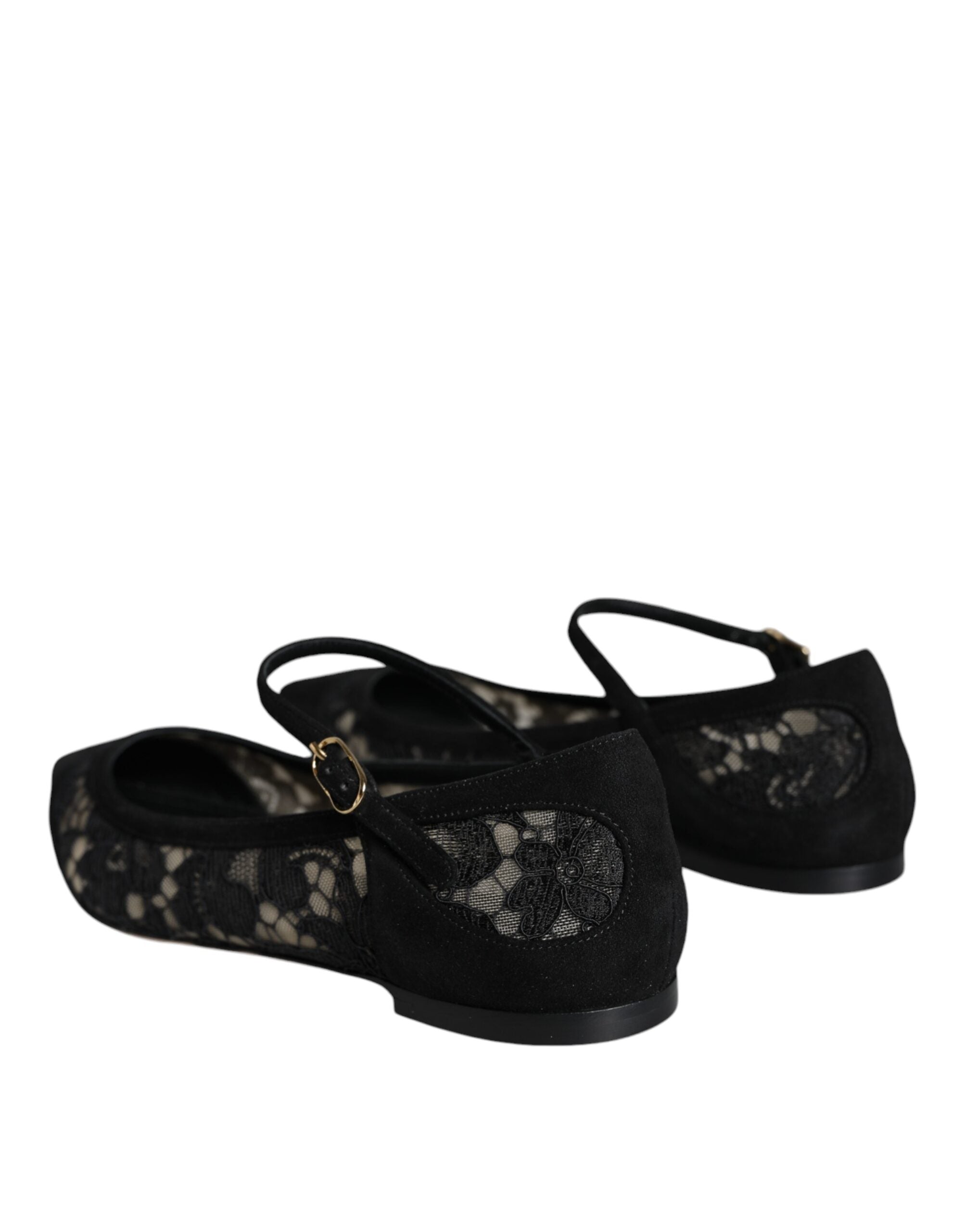Dolce & Gabbana Black Taormina Lace Bellucci Flats Shoes LUNESCAPE