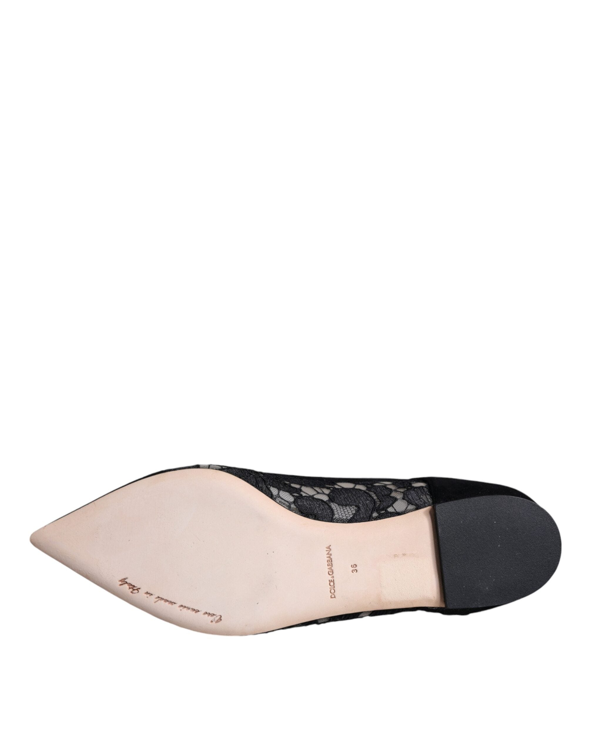 Dolce & Gabbana Black Taormina Lace Bellucci Flats Shoes LUNESCAPE