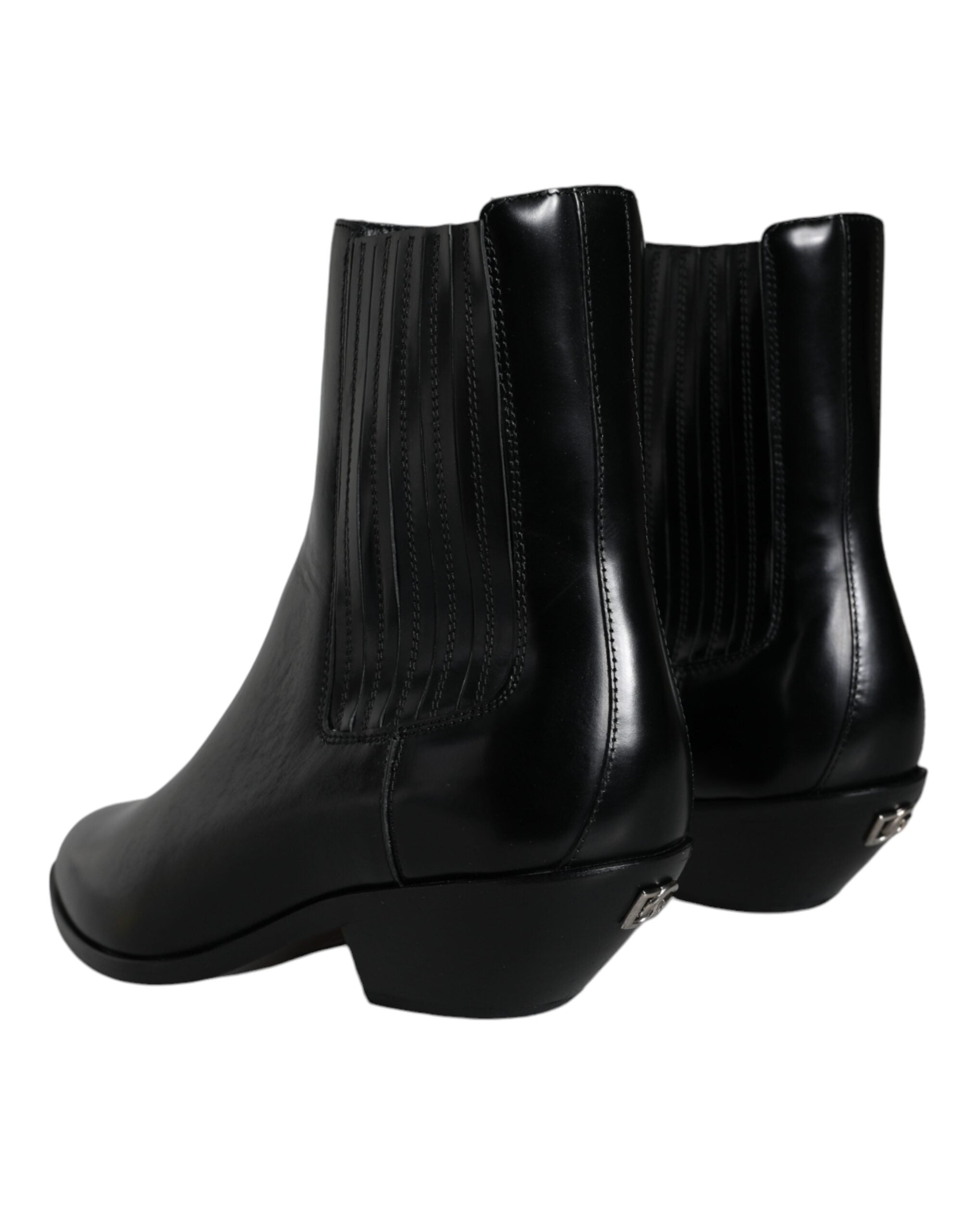 Dolce & Gabbana Black Leather Ankle Boots Booties Shoes LUNESCAPE