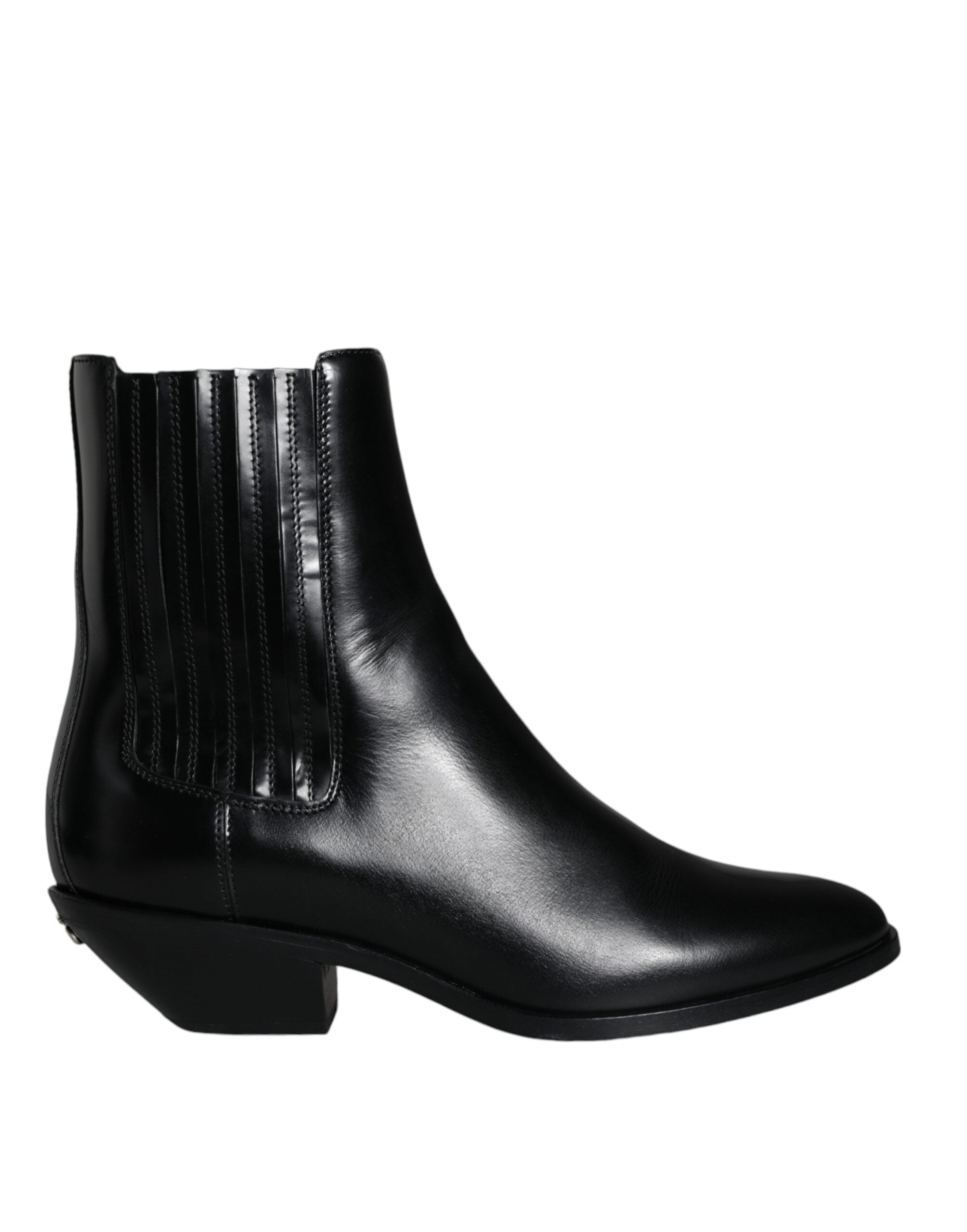 Dolce & Gabbana Black Leather Ankle Boots Booties Shoes LUNESCAPE