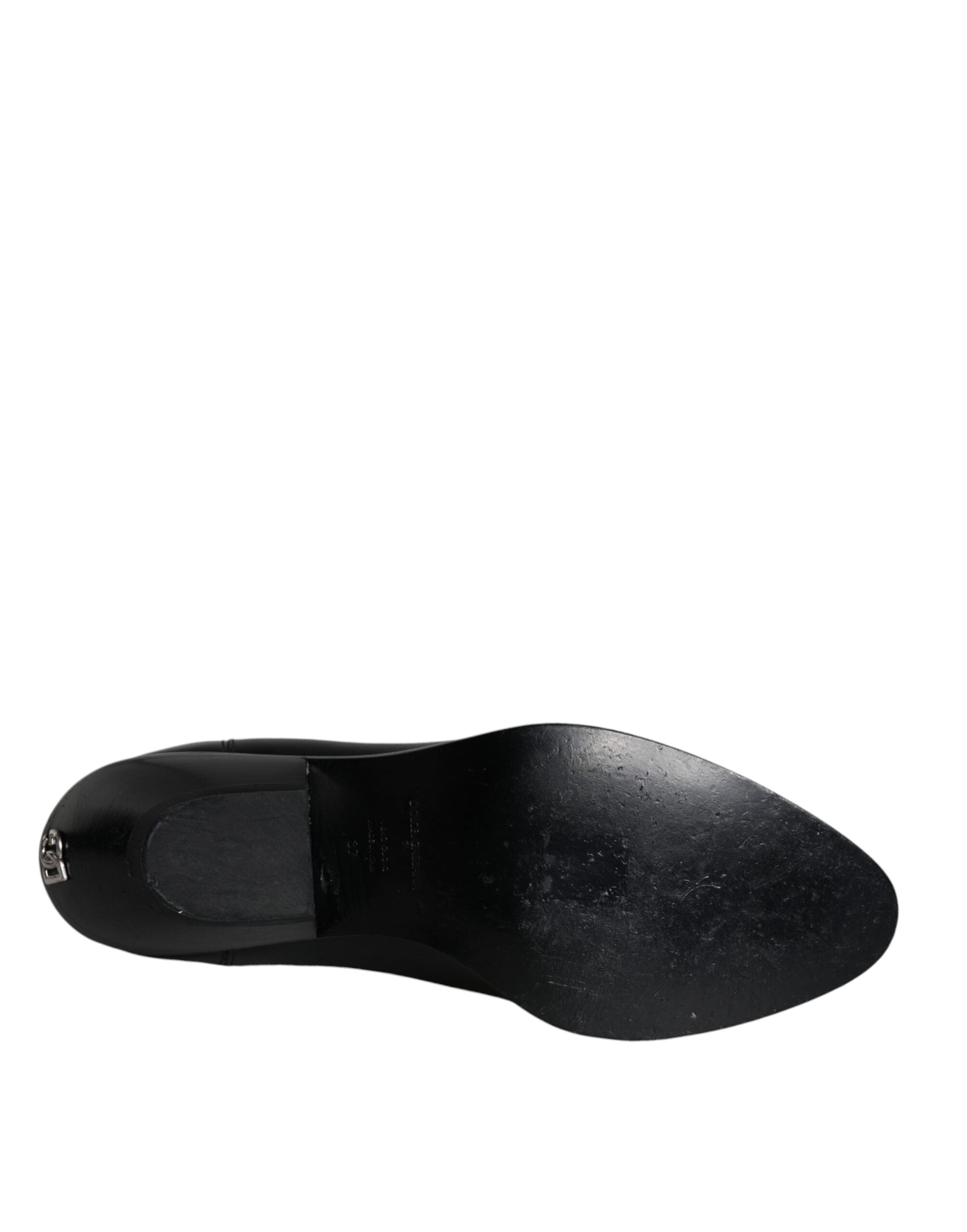 Dolce & Gabbana Black Leather Ankle Boots Booties Shoes LUNESCAPE