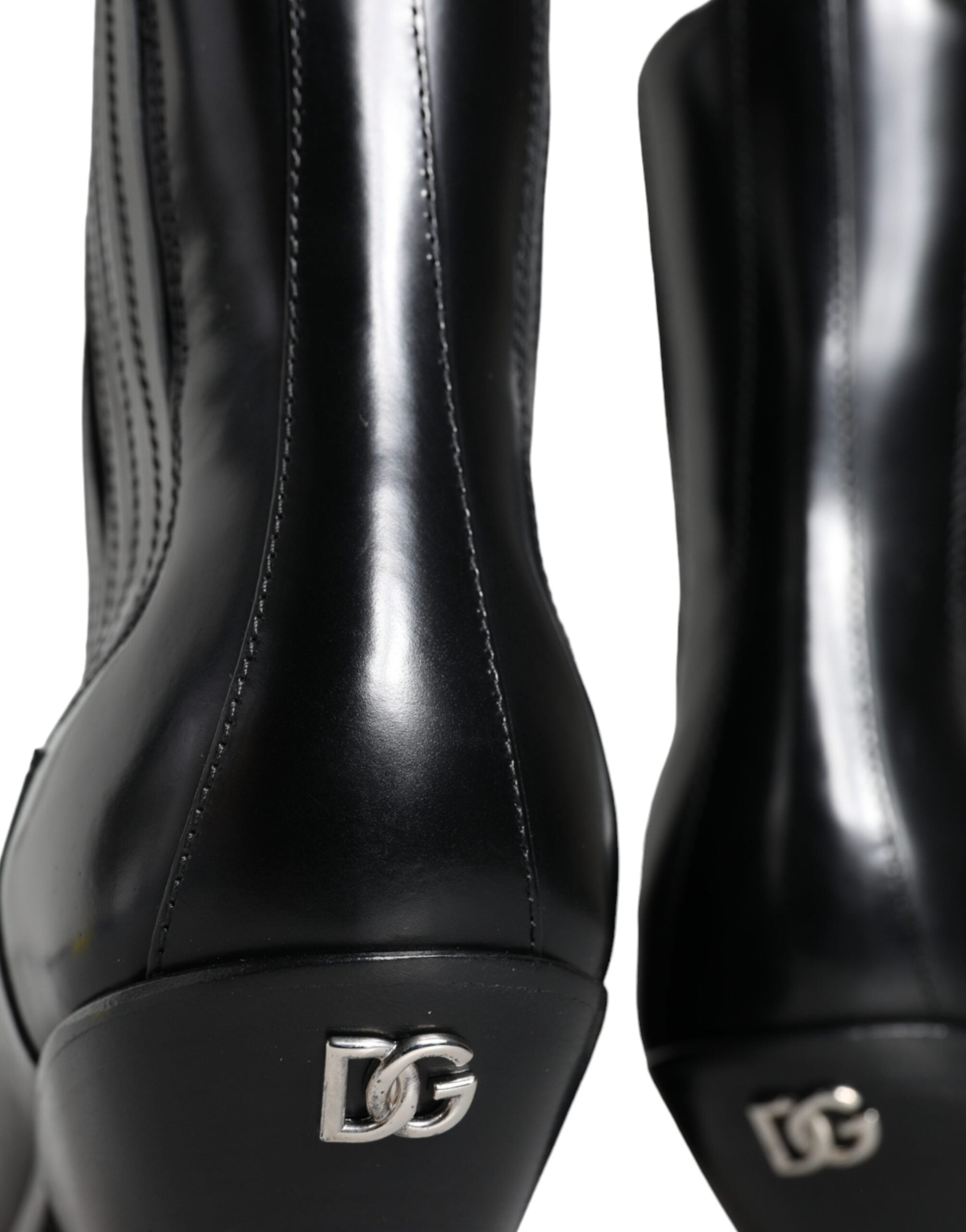 Dolce & Gabbana Black Leather Ankle Boots Booties Shoes LUNESCAPE