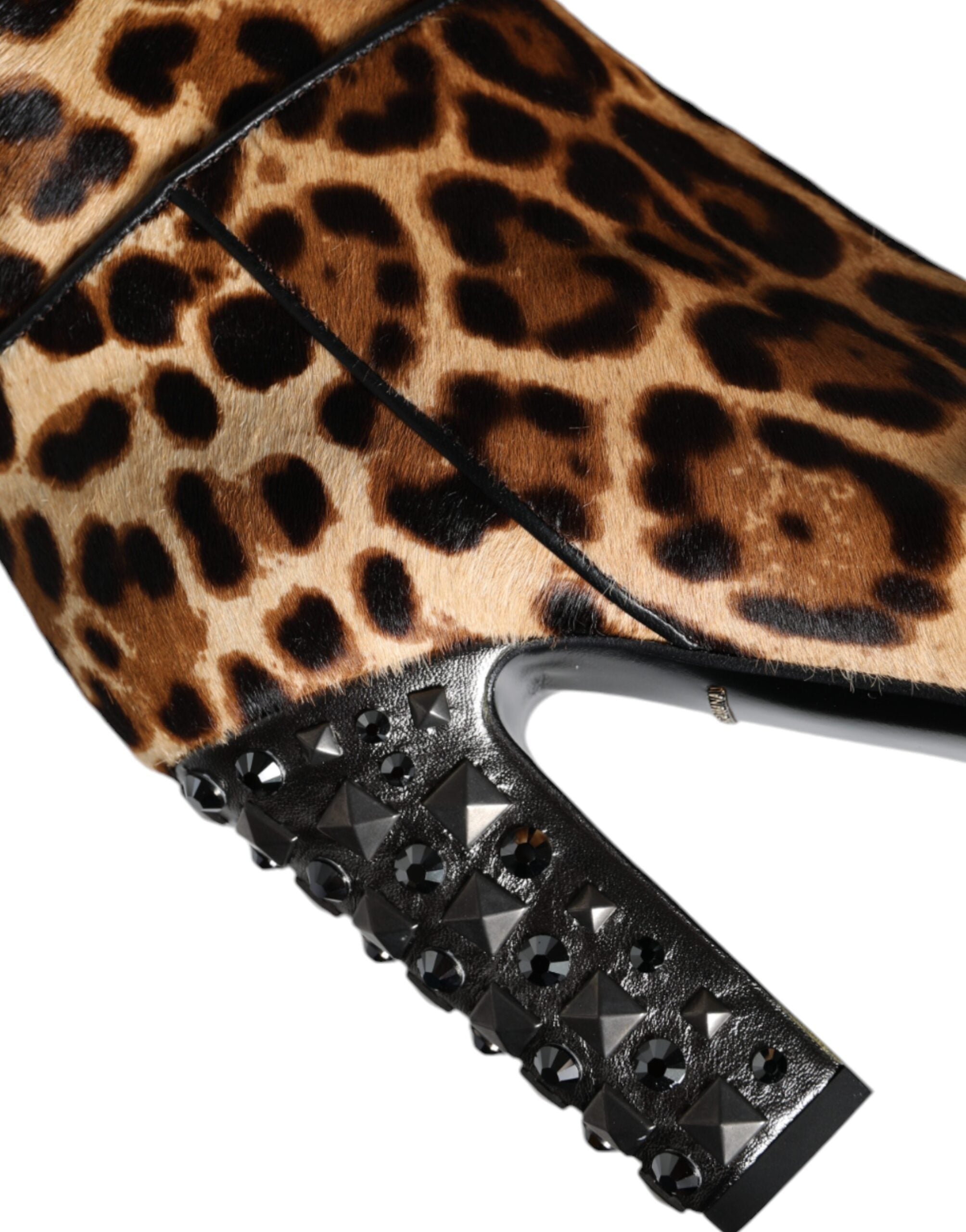 Dolce & Gabbana Beige Black Leopard Knee High Boots Shoes LUNESCAPE