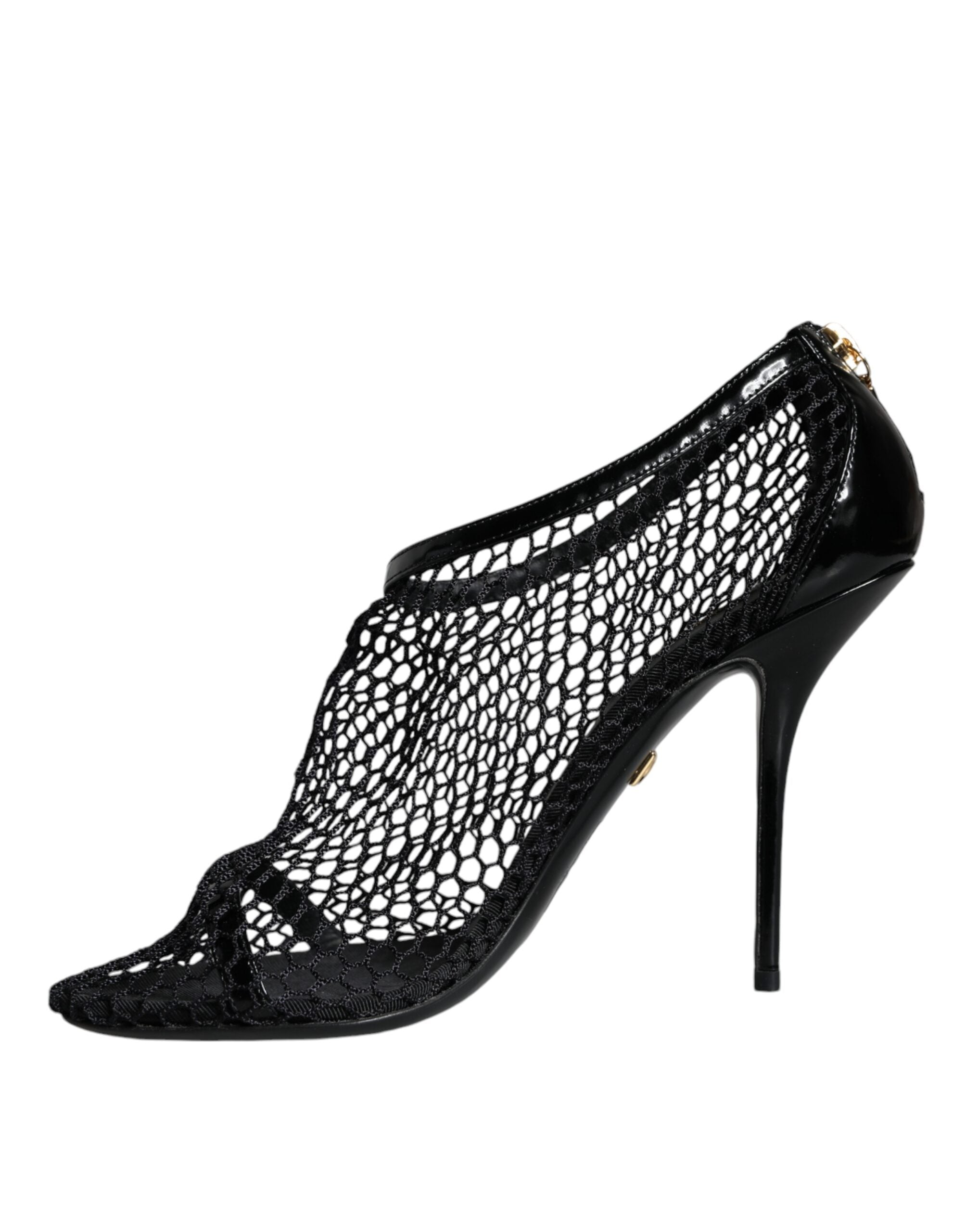 Dolce & Gabbana Black Mesh Leather Heels Keira Sandals Shoes LUNESCAPE