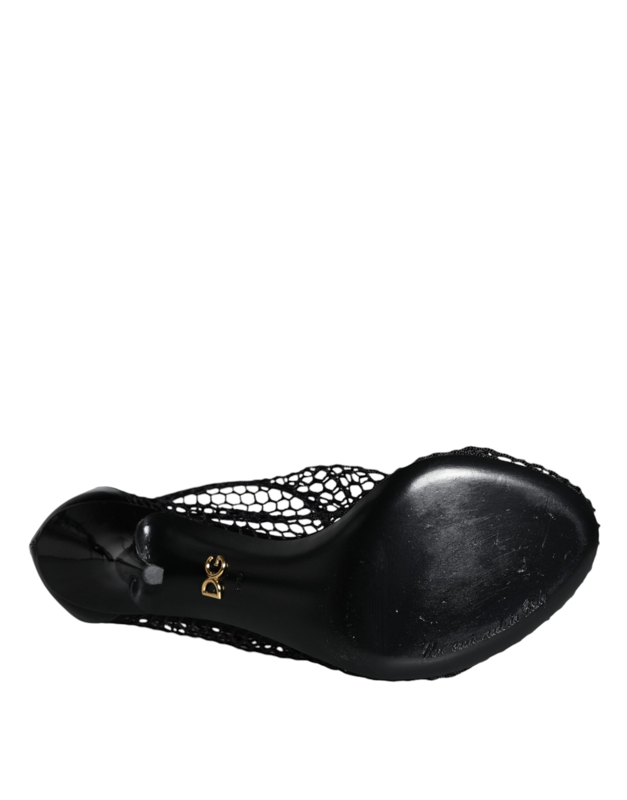 Dolce & Gabbana Black Mesh Leather Heels Keira Sandals Shoes LUNESCAPE
