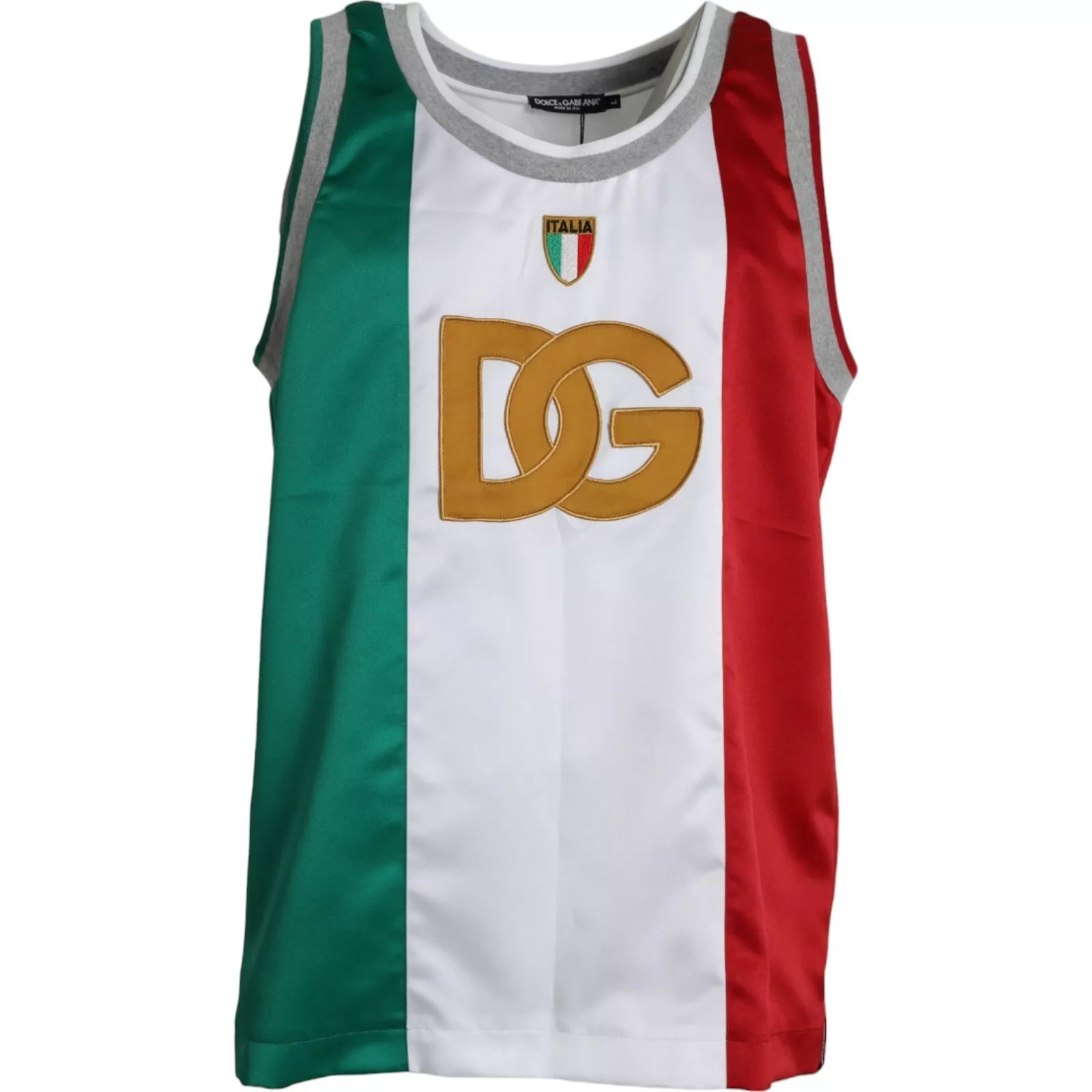 Dolce & Gabbana White Green Sleeveless Top Italian Flag Basket T-shirt LUNESCAPE
