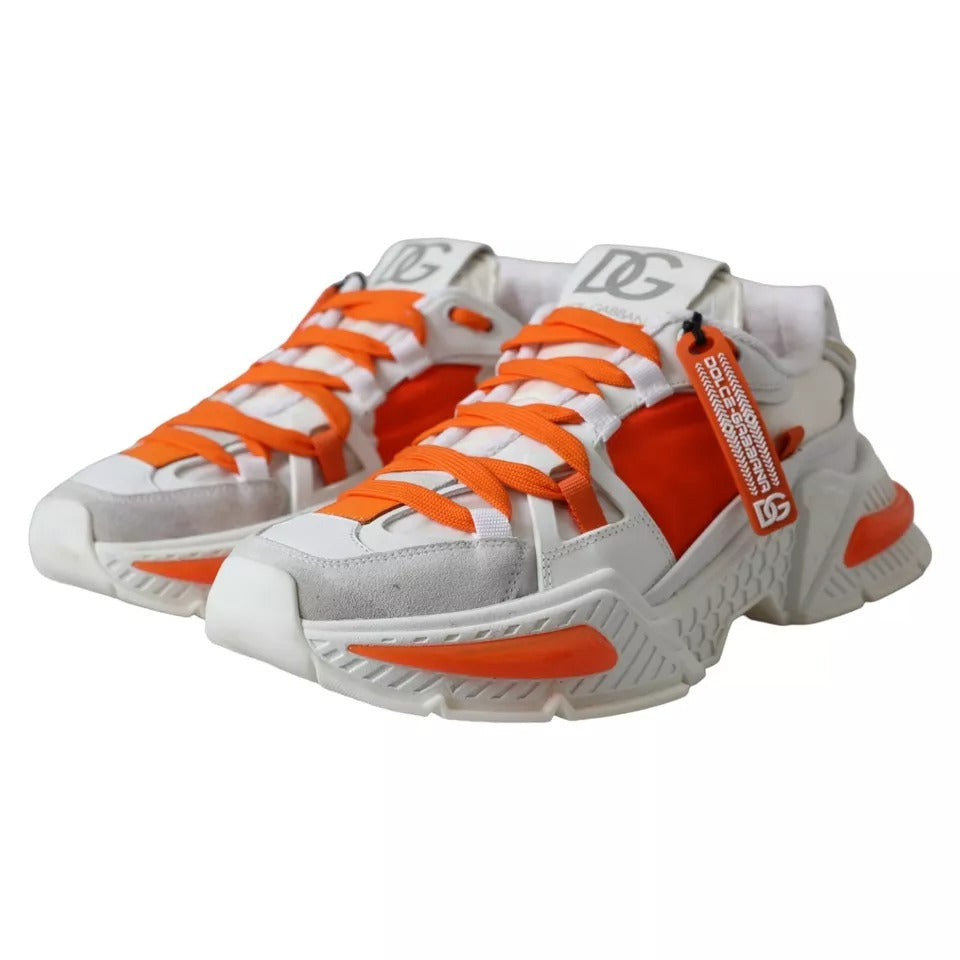 Dolce & Gabbana White Orange Airmaster Low Top Sneakers Shoes LUNESCAPE
