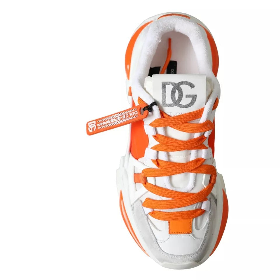 Dolce & Gabbana White Orange Airmaster Low Top Sneakers Shoes LUNESCAPE