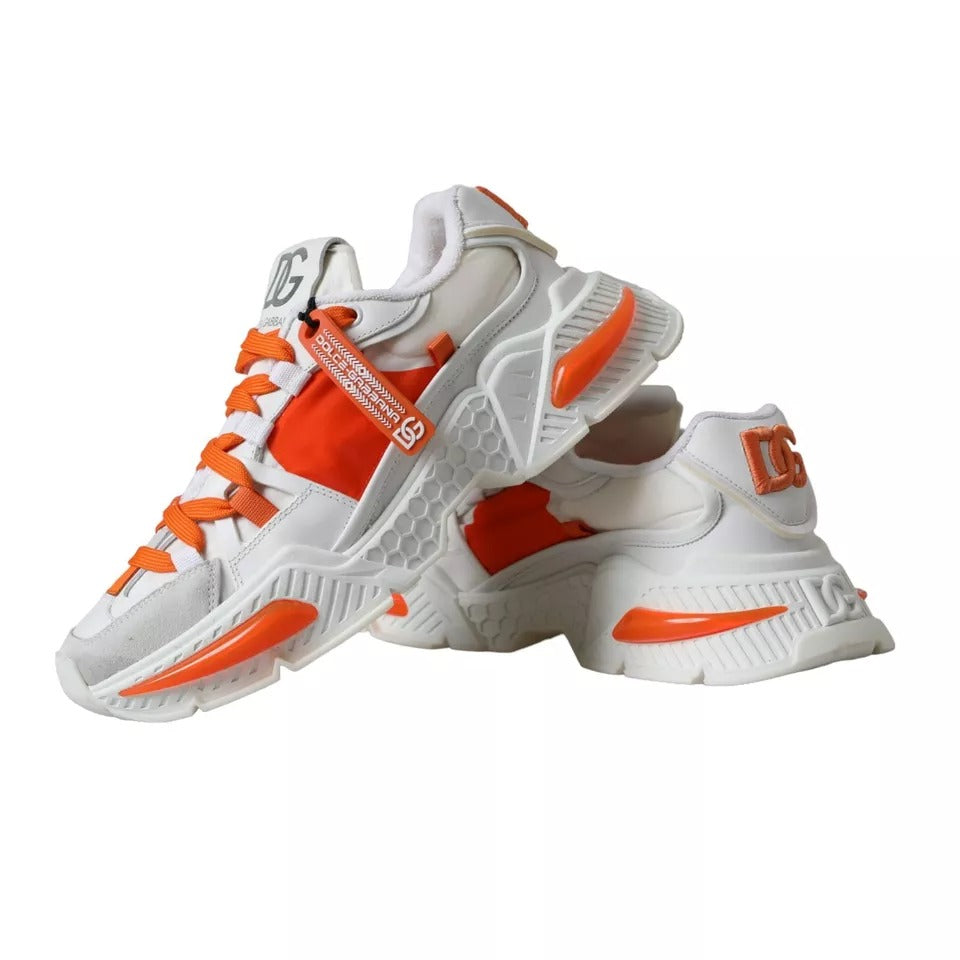 Dolce & Gabbana White Orange Airmaster Low Top Sneakers Shoes LUNESCAPE