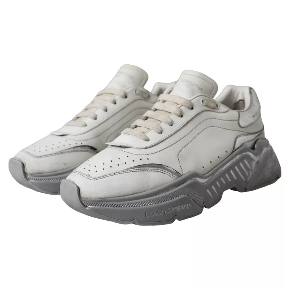 Dolce & Gabbana White Silver Daymaster Low Top Sneakers Shoes LUNESCAPE