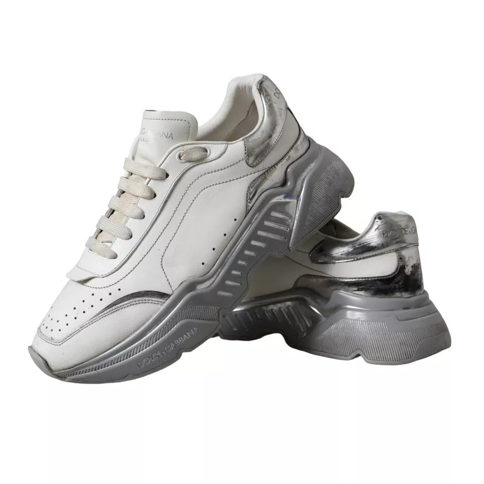 Dolce & Gabbana White Silver Daymaster Low Top Sneakers Shoes LUNESCAPE