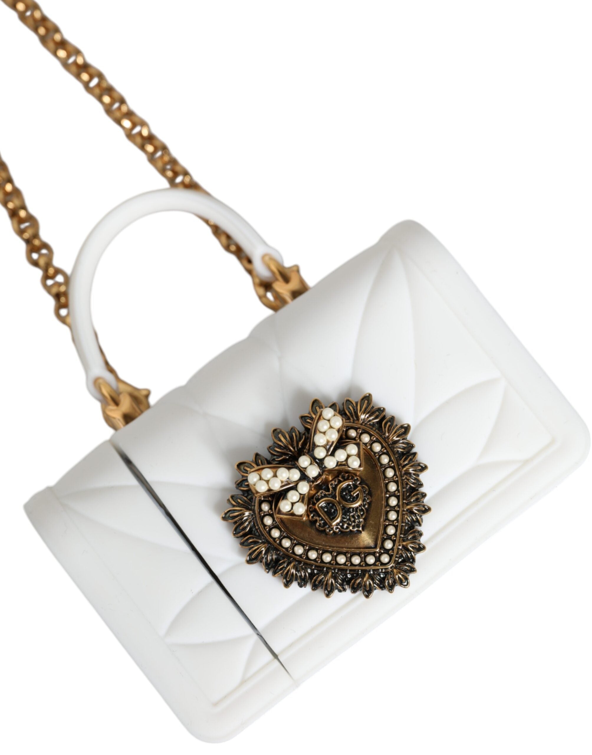 Dolce & Gabbana White Silicone Devotion Heart Cover Hand Bag Airpod Case LUNESCAPE