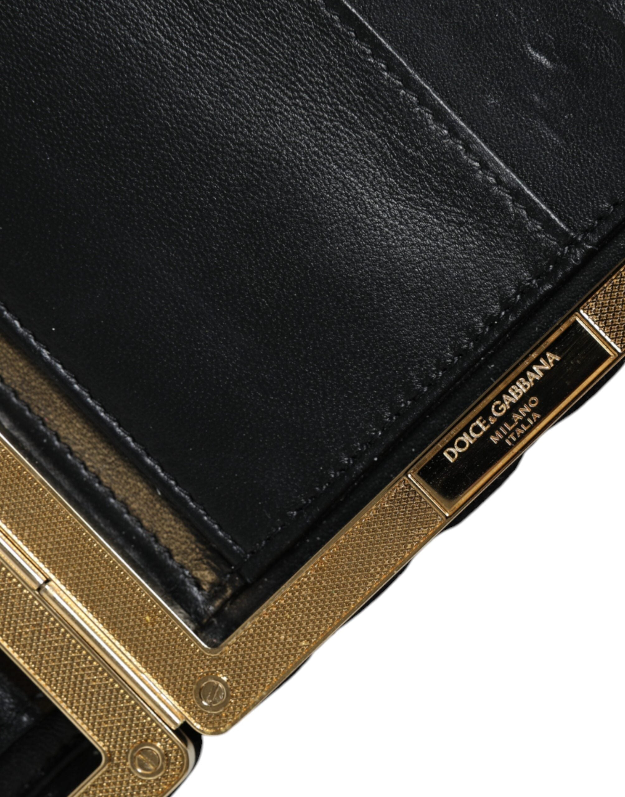 Dolce & Gabbana Bordeaux Black Velvet Gold Frame Clutch Evening Purse Bag LUNESCAPE
