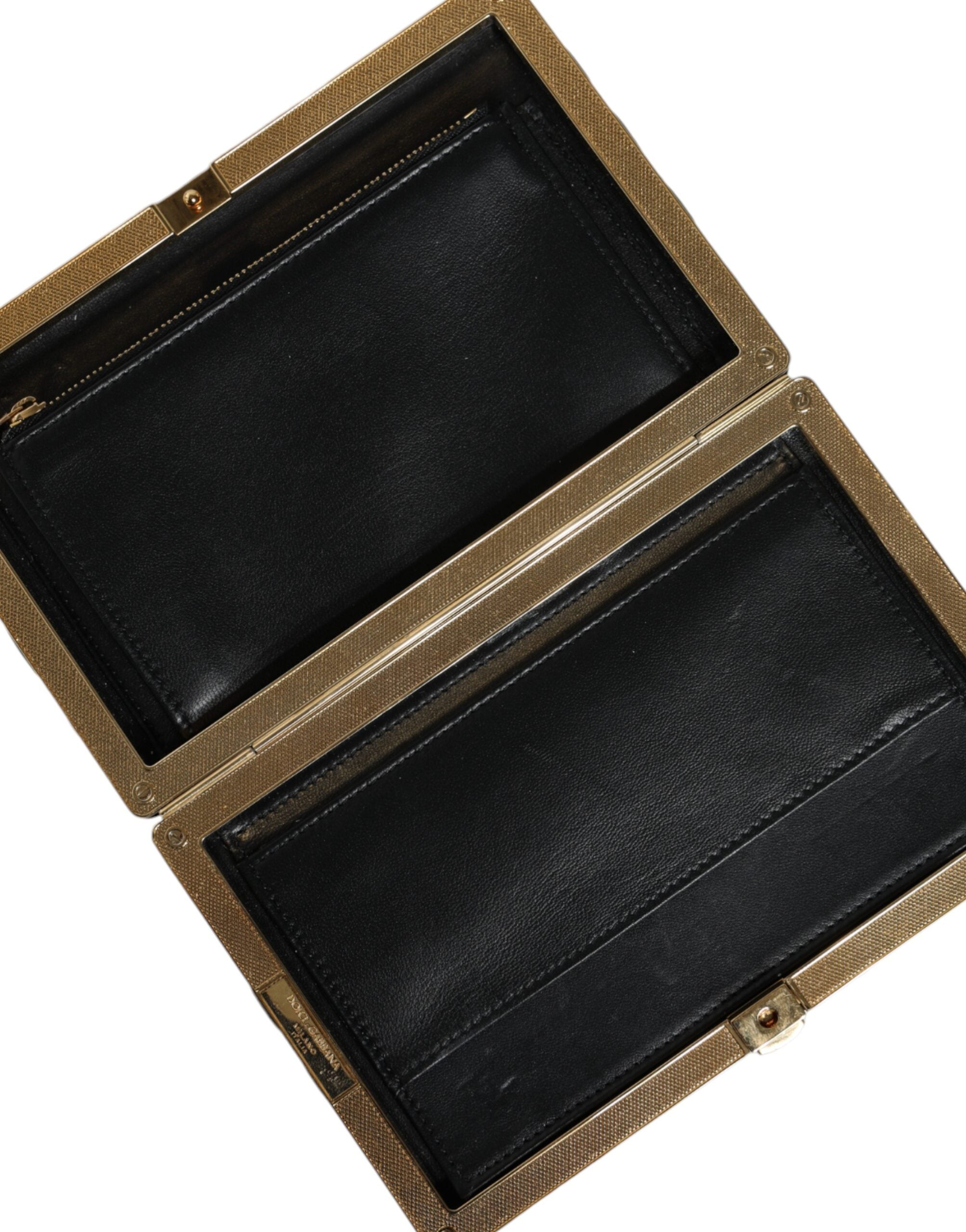 Dolce & Gabbana Bordeaux Black Velvet Gold Frame Clutch Evening Purse Bag LUNESCAPE