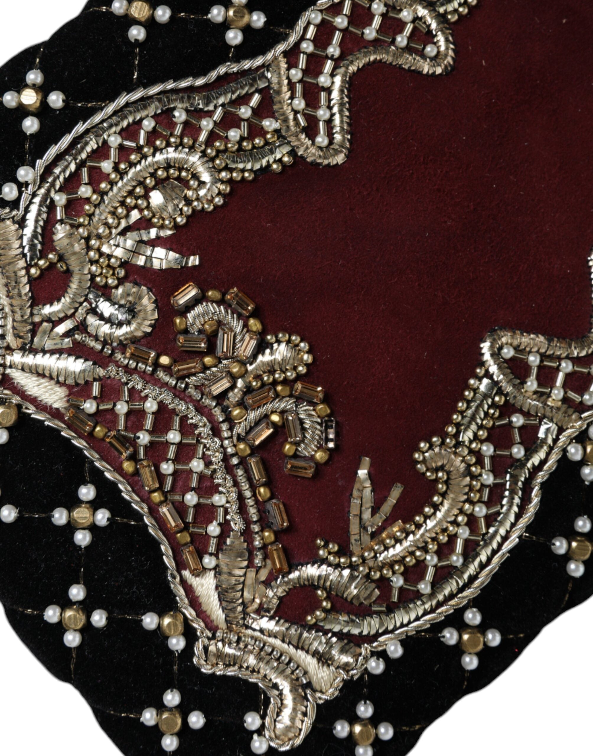 Dolce & Gabbana Bordeaux Black Velvet Gold Frame Clutch Evening Purse Bag LUNESCAPE