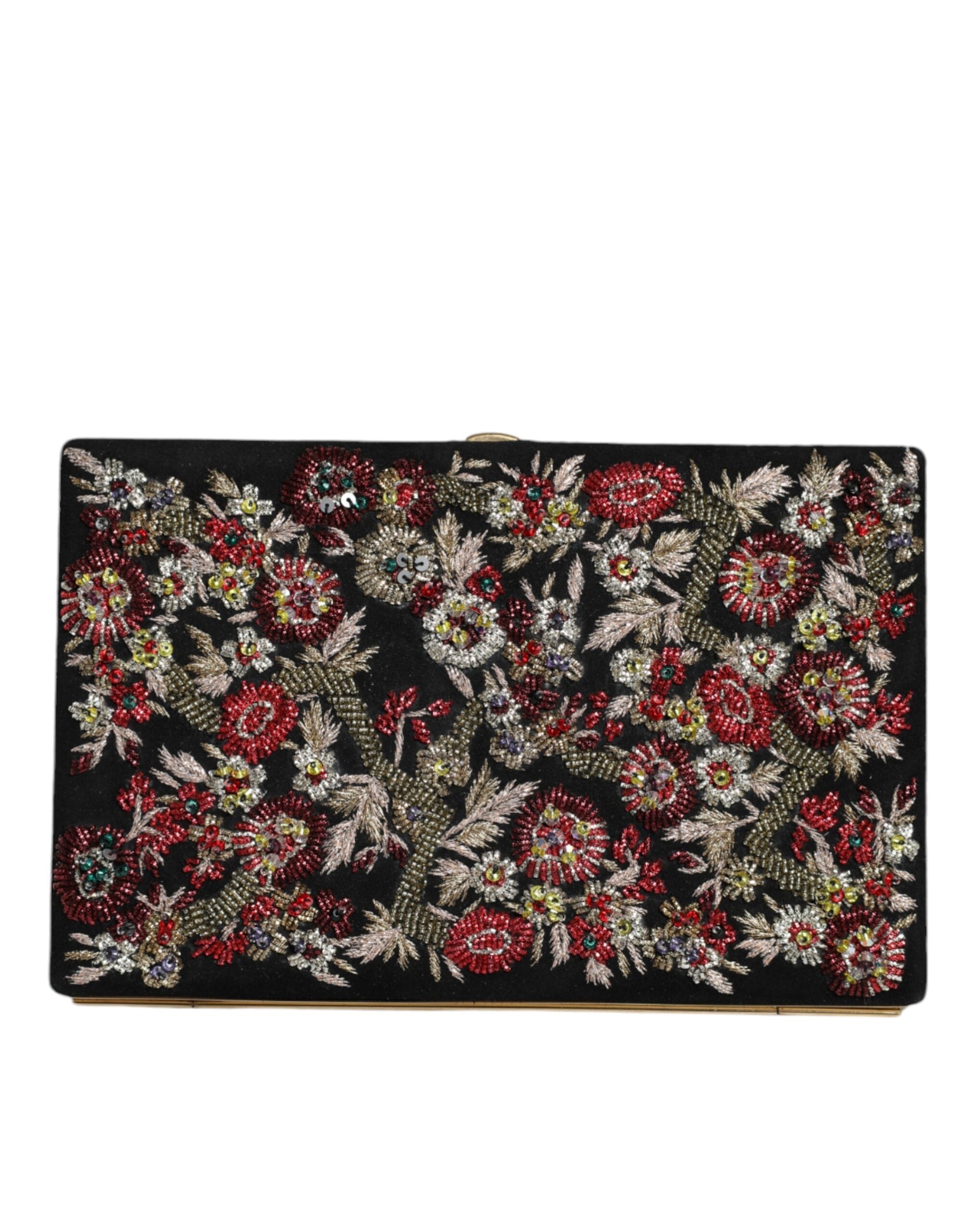 Dolce & Gabbana Multicolor Floral Gold Frame Clutch Evening Purse Bag LUNESCAPE