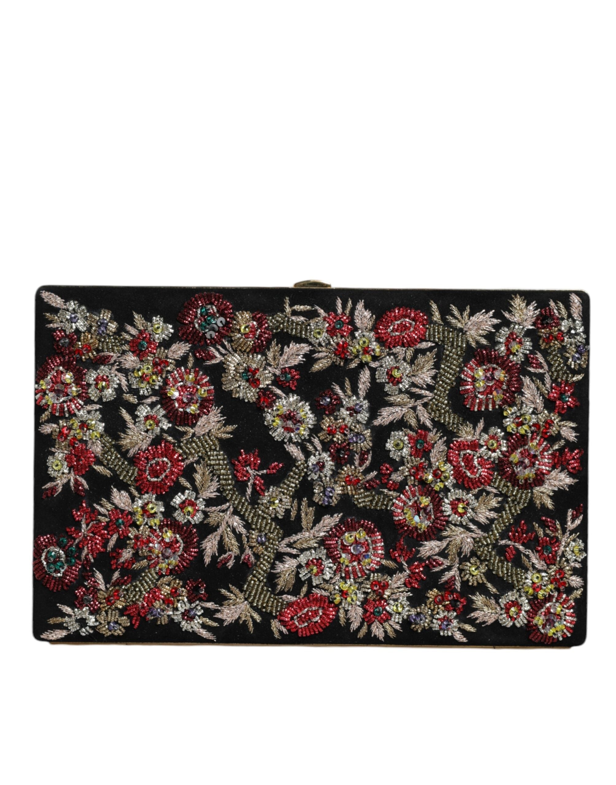 Dolce & Gabbana Multicolor Floral Gold Frame Clutch Evening Purse Bag LUNESCAPE
