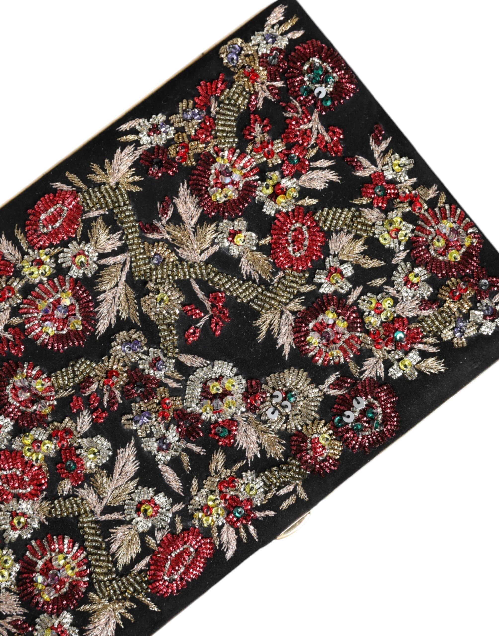 Dolce & Gabbana Multicolor Floral Gold Frame Clutch Evening Purse Bag LUNESCAPE