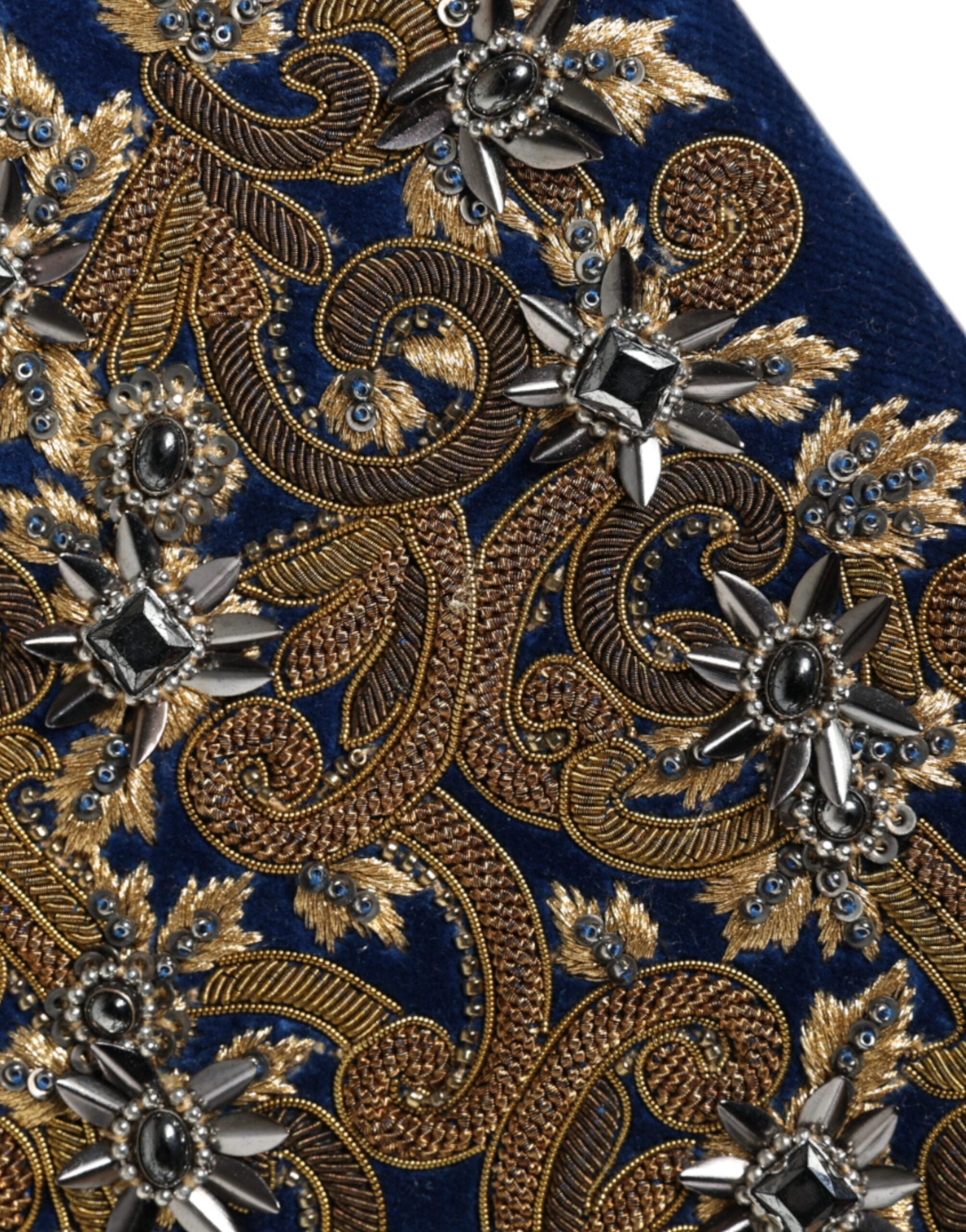 Dolce & Gabbana Blue Velvet Gold Frame Clutch Evening Party Purse Bag LUNESCAPE
