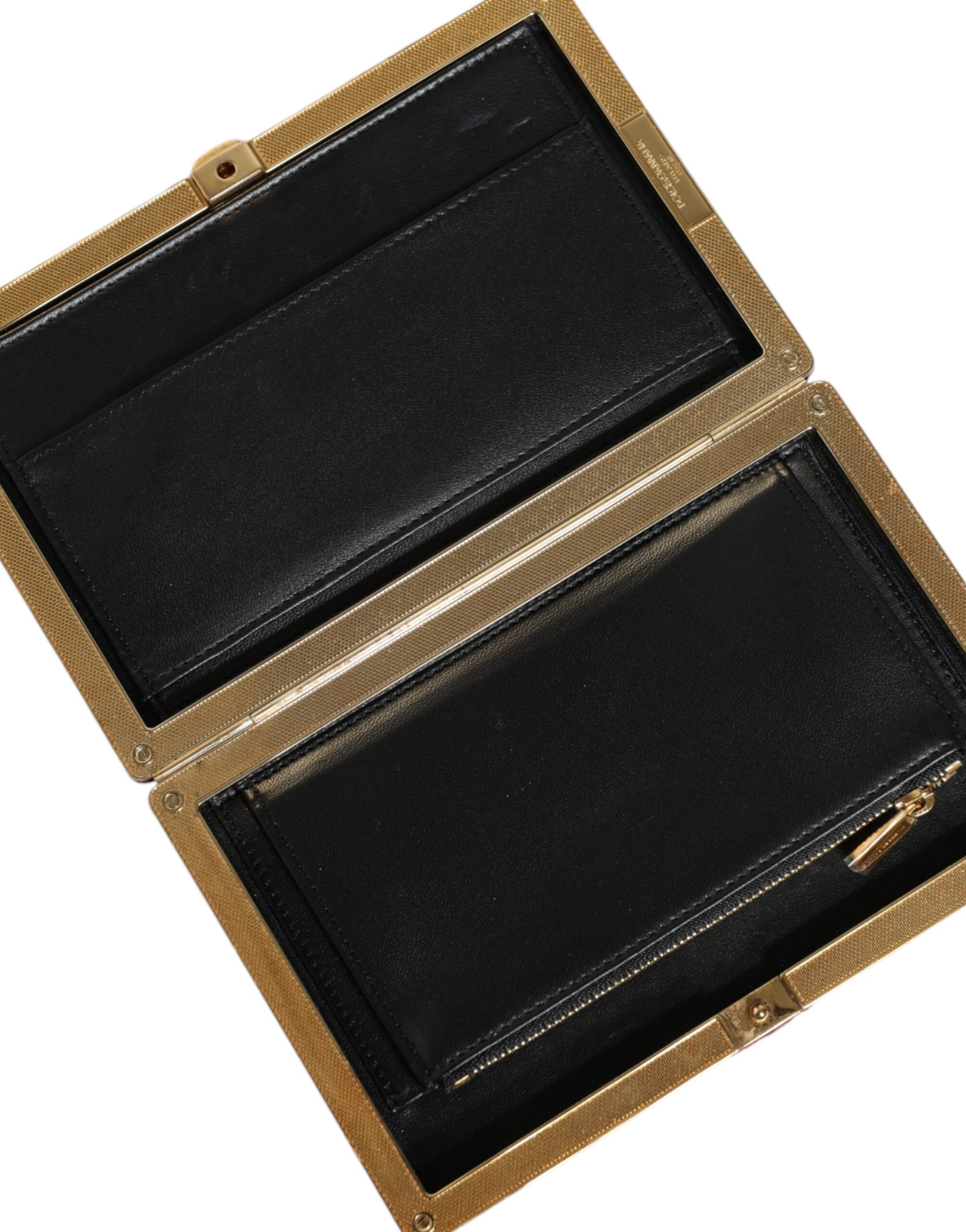 Dolce & Gabbana Red Velvet Gold Frame Clutch Evening Party Purse Bag LUNESCAPE