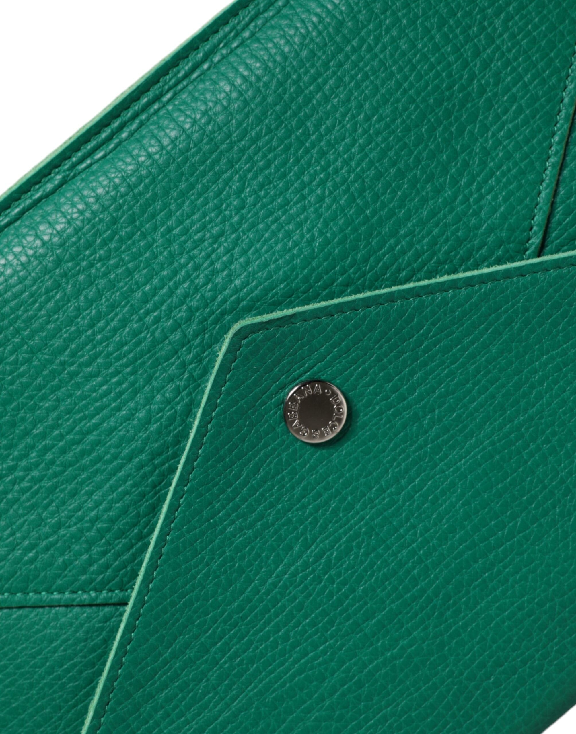 Dolce & Gabbana Green Leather Handbag Clutch Mini Purse Pouch Tablet Case LUNESCAPE