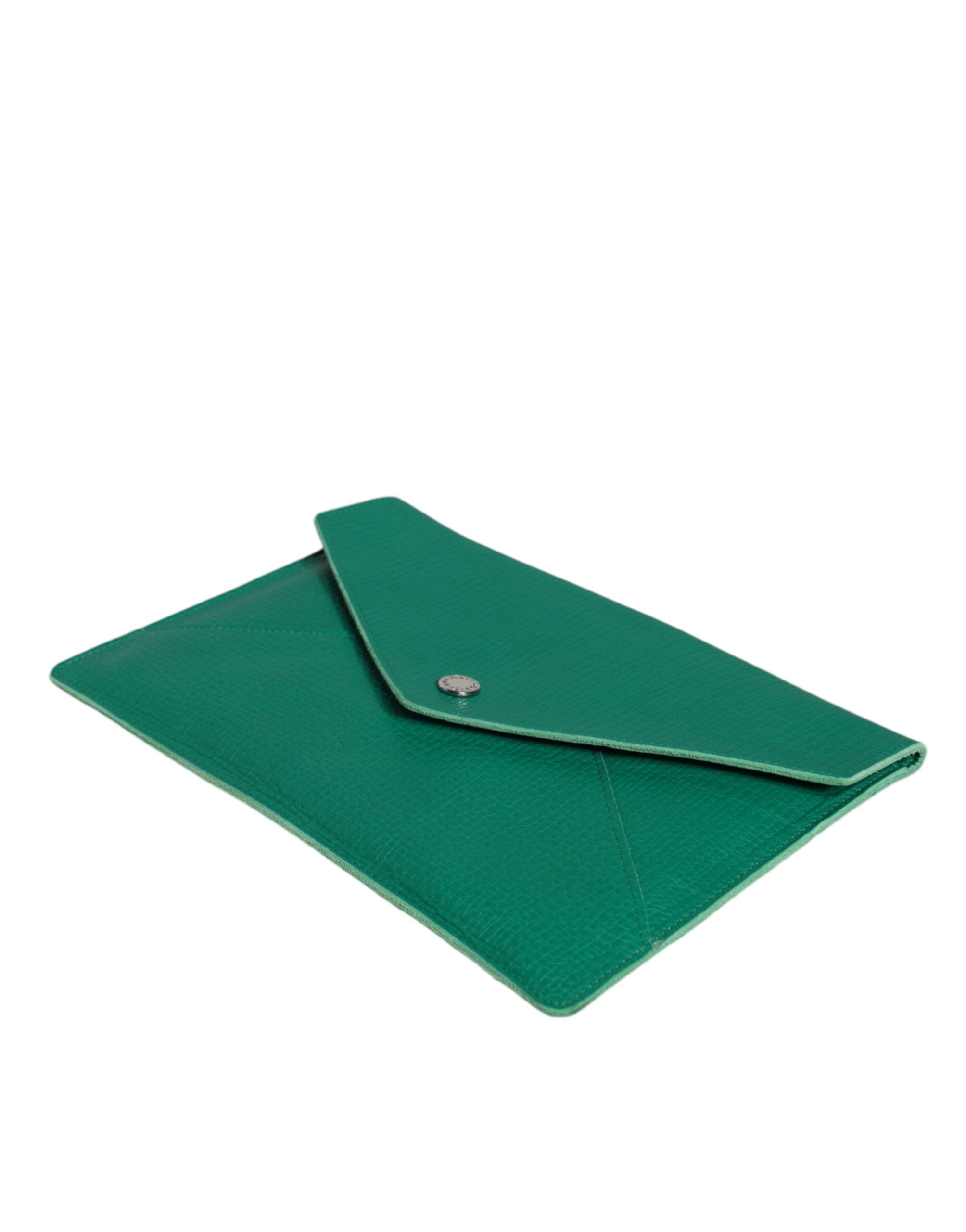 Dolce & Gabbana Green Leather Handbag Clutch Mini Purse Pouch Tablet Case LUNESCAPE