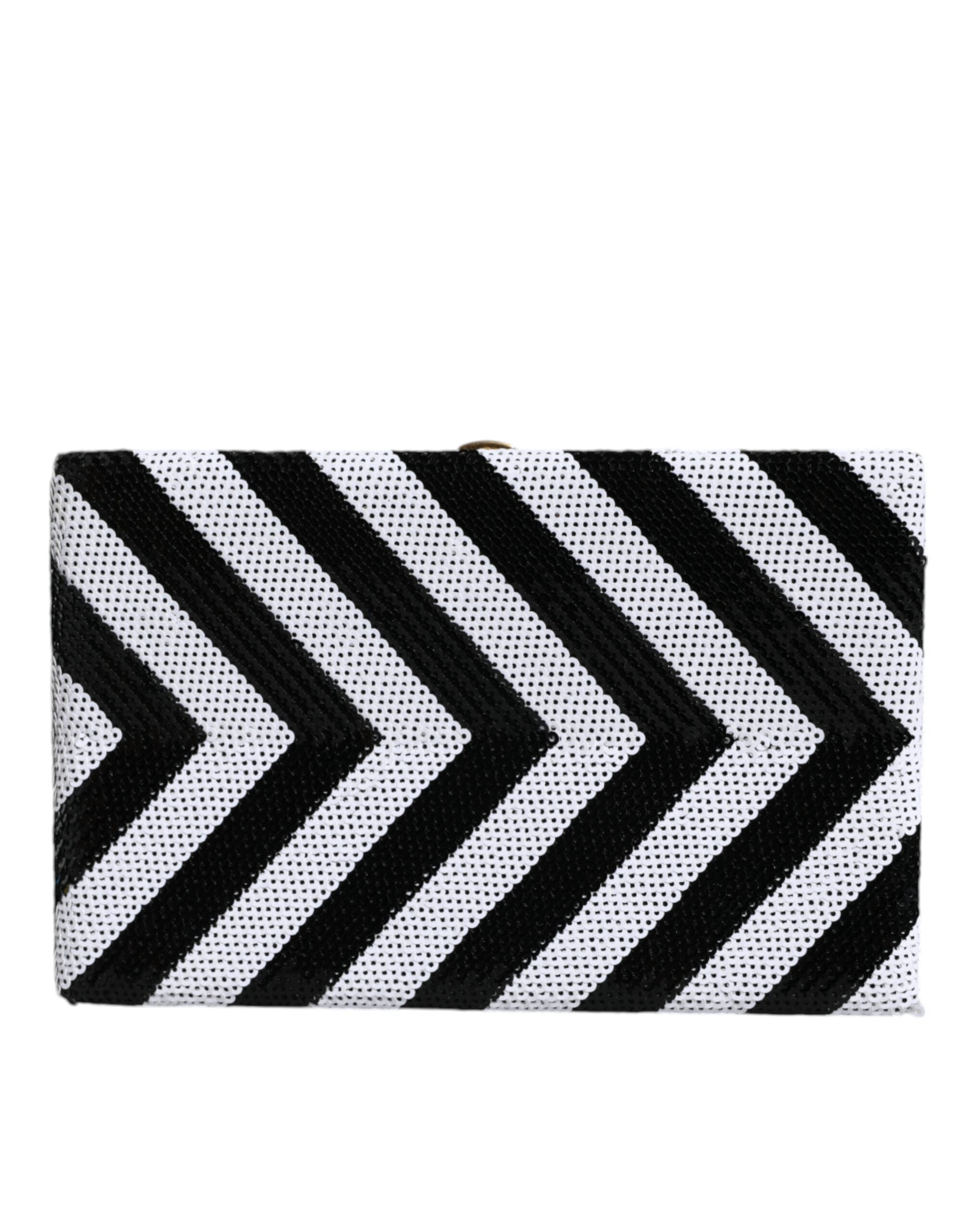 Dolce & Gabbana Black White Gold Frame Clutch Evening Party Purse Bag LUNESCAPE
