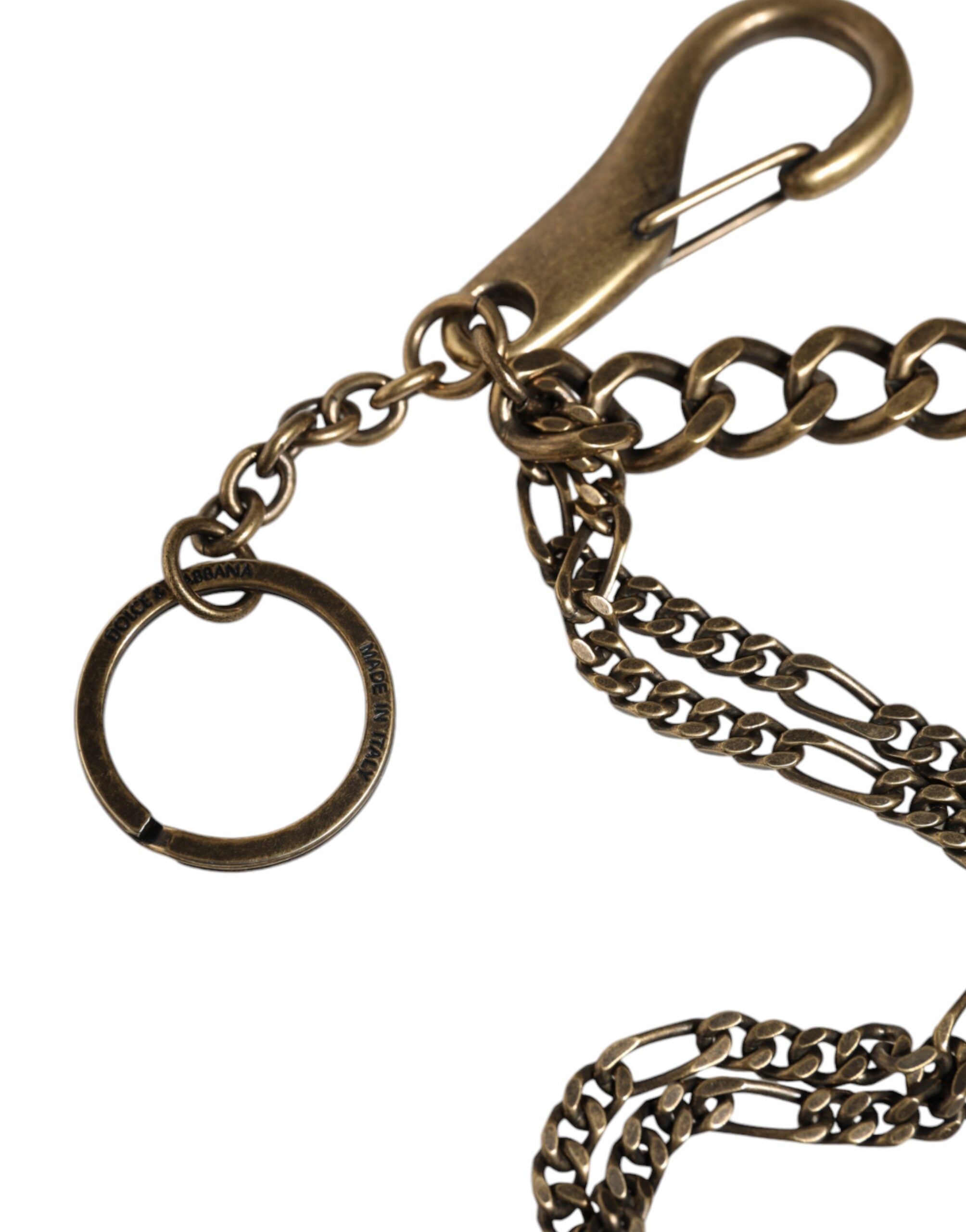 Dolce & Gabbana Silver Tone Metal DG Logo Crystal Keychain Keyring LUNESCAPE